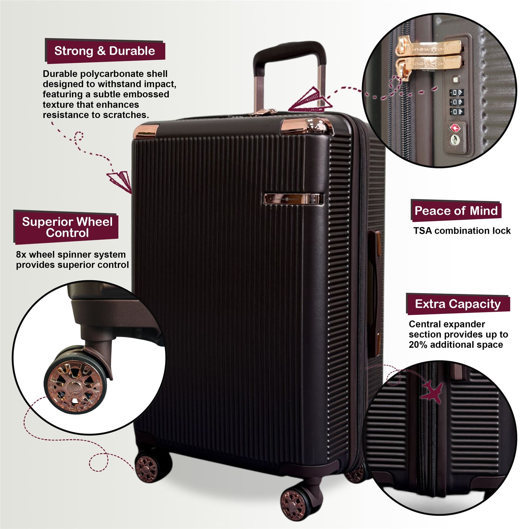 Cowra Large Hard Shell Suitcase in Marron