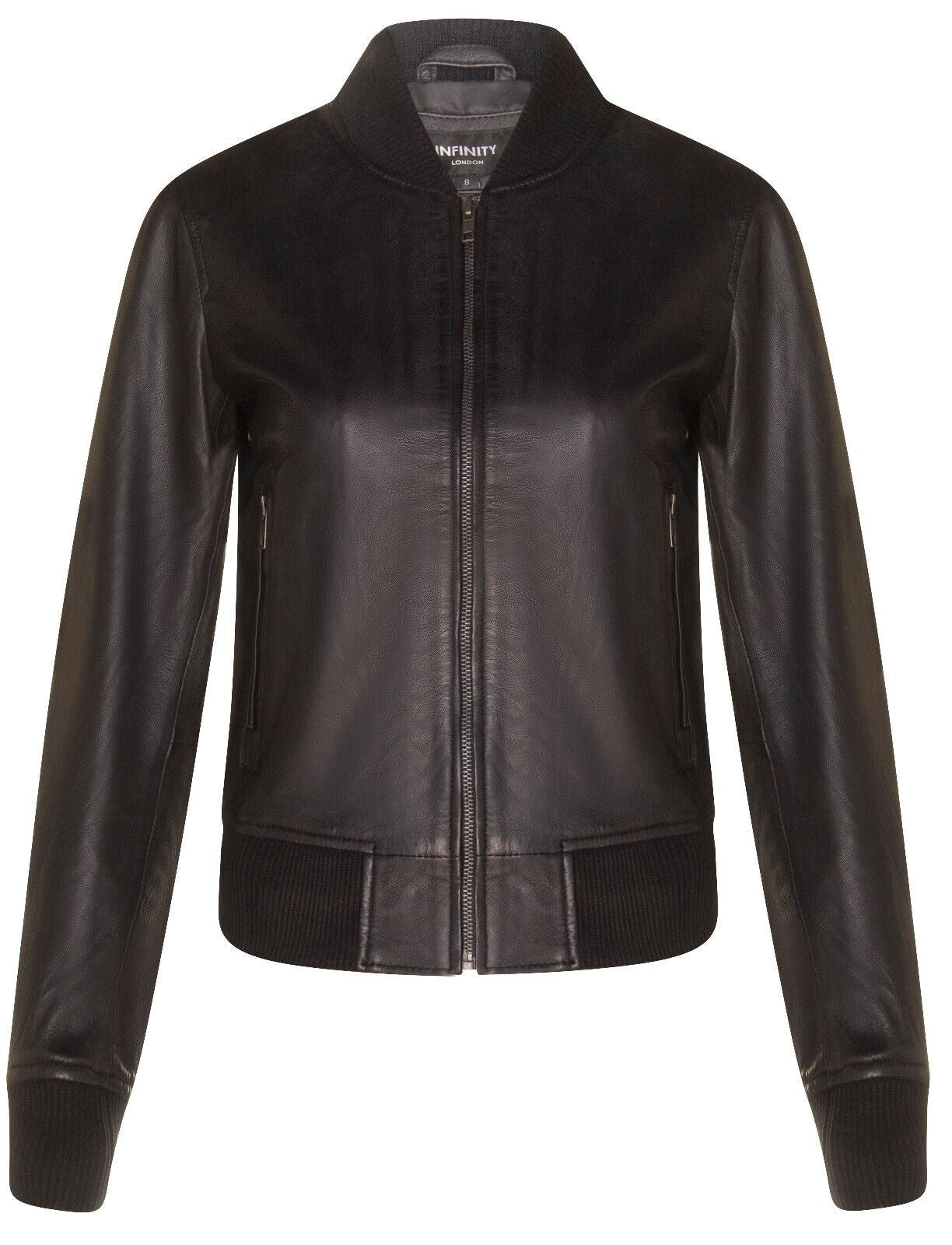 Womens Classic MA-1 Leather Bomber Jacket-Newcastle