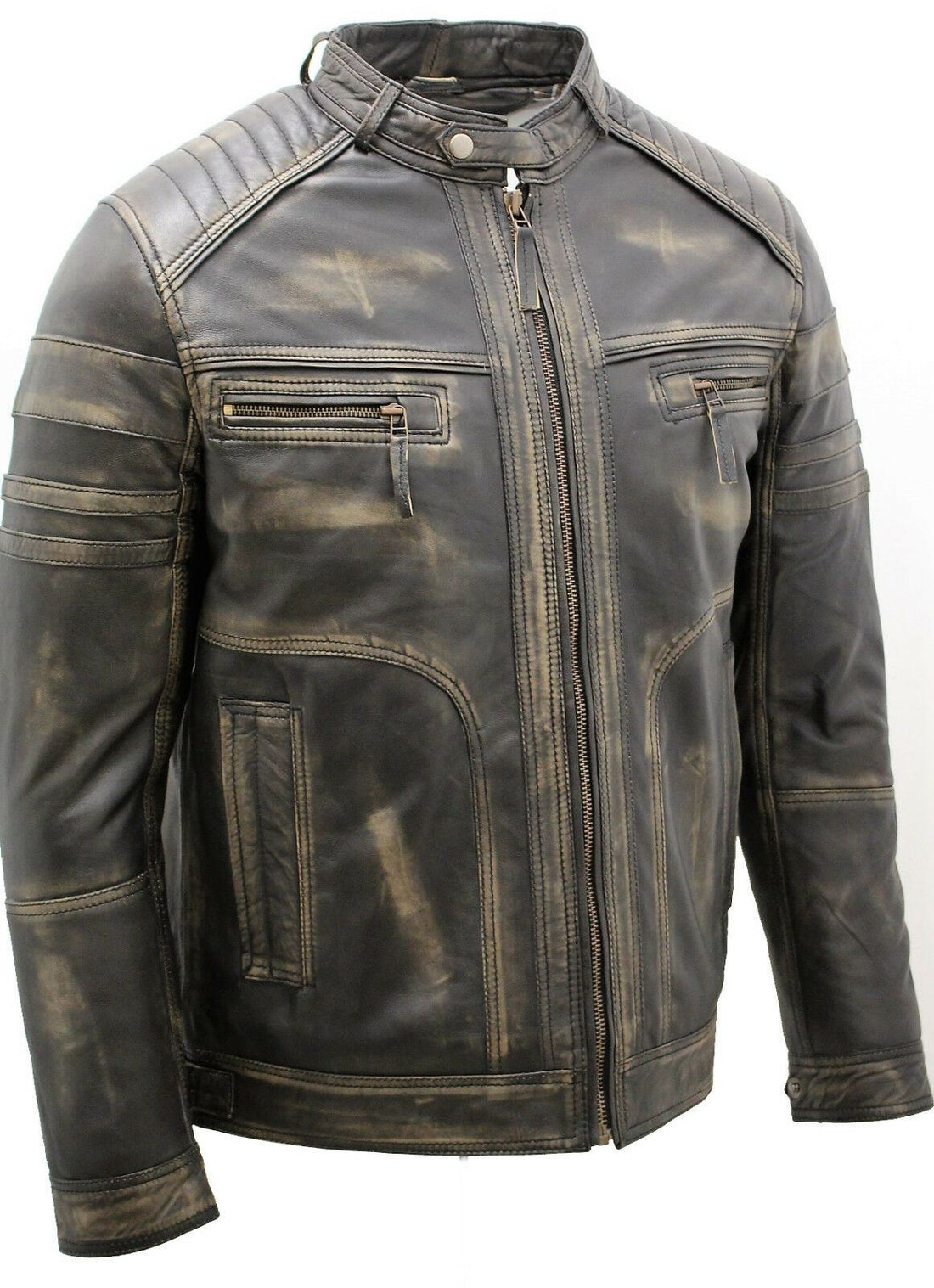 Mens Sohisticated Leather Biker Jacket-Southwold