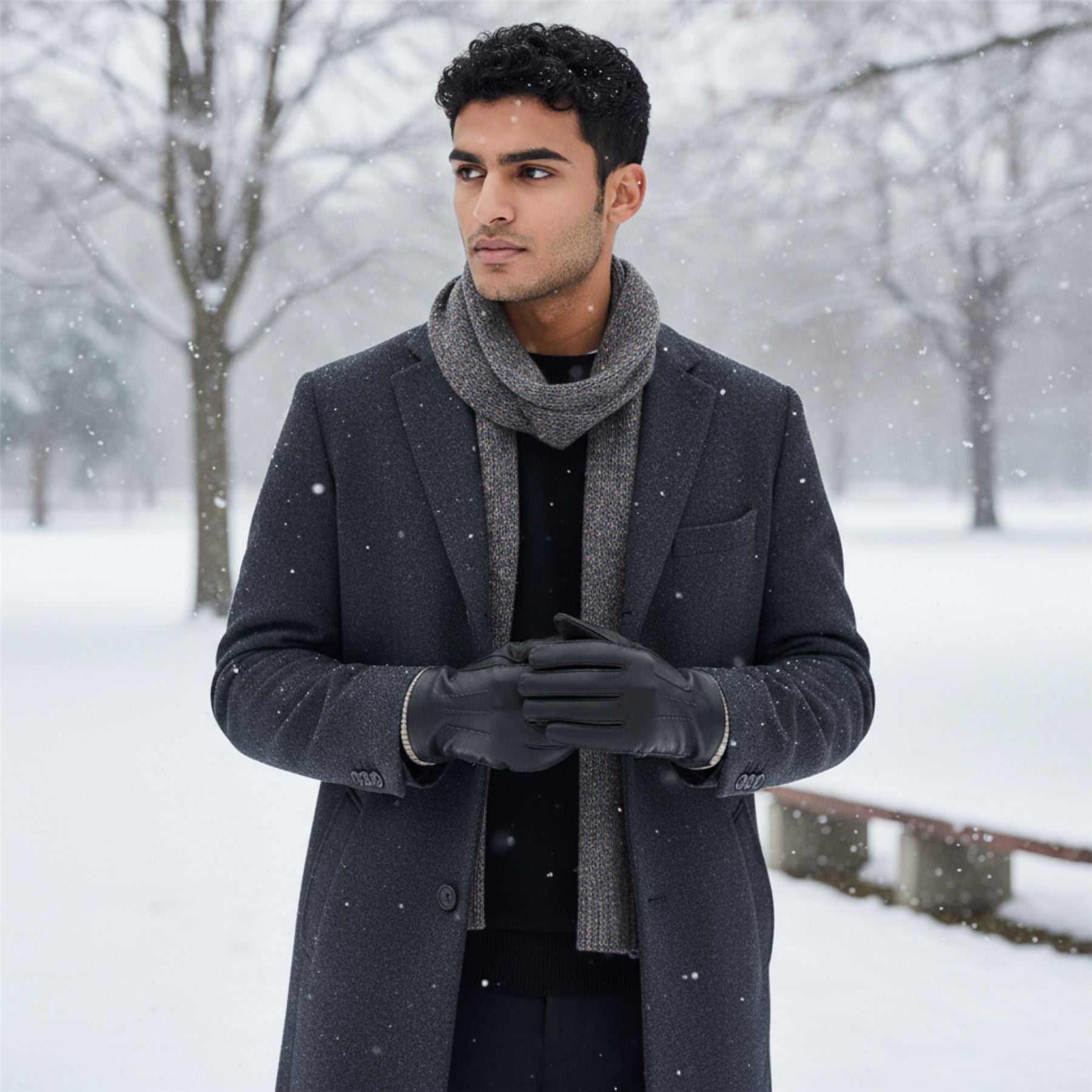 Men’s Italian Leather Warm Wool Lining Winter Gloves - M-LGV-405