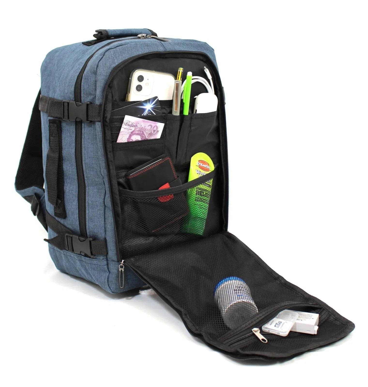 Rucksack Backpack 40x20 x25 cm Underseat Travel Cabin Bag for Easy Jet, Ryanair navy