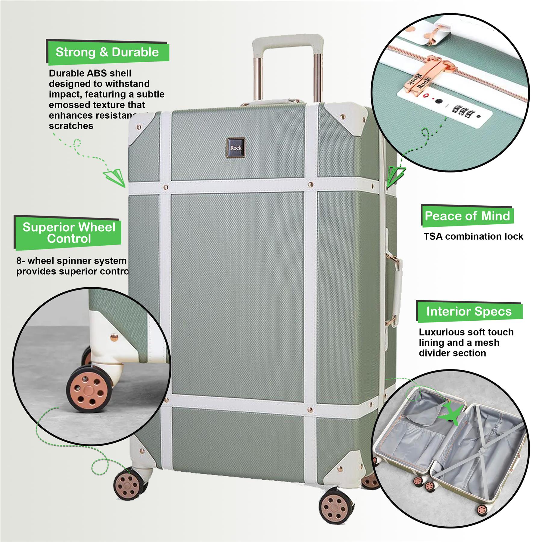 Alexandria Large Hard Shell Suitcase in Sage Green