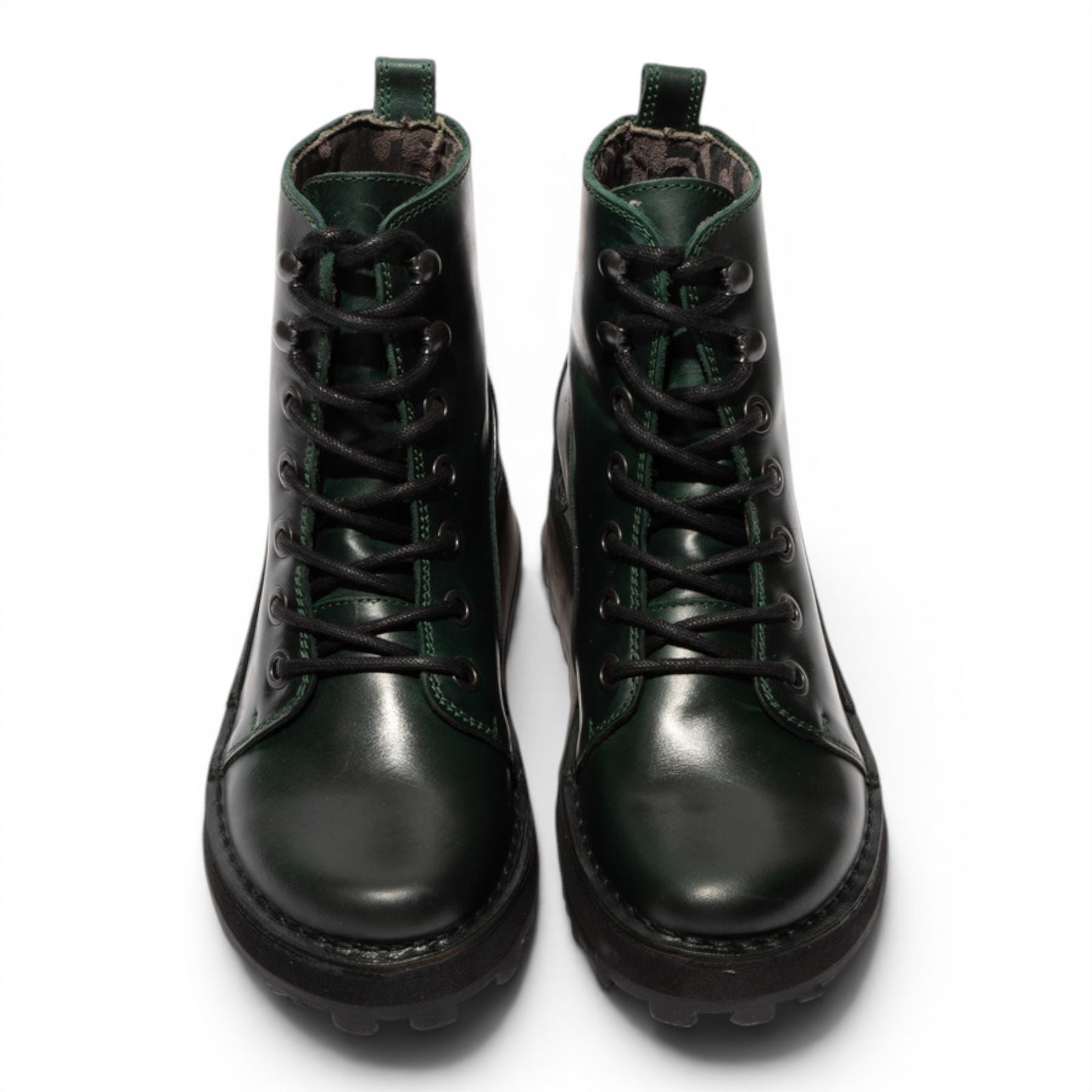 Fly London Womens Green Leather Lace-Up Ankle Boots - HAZI147