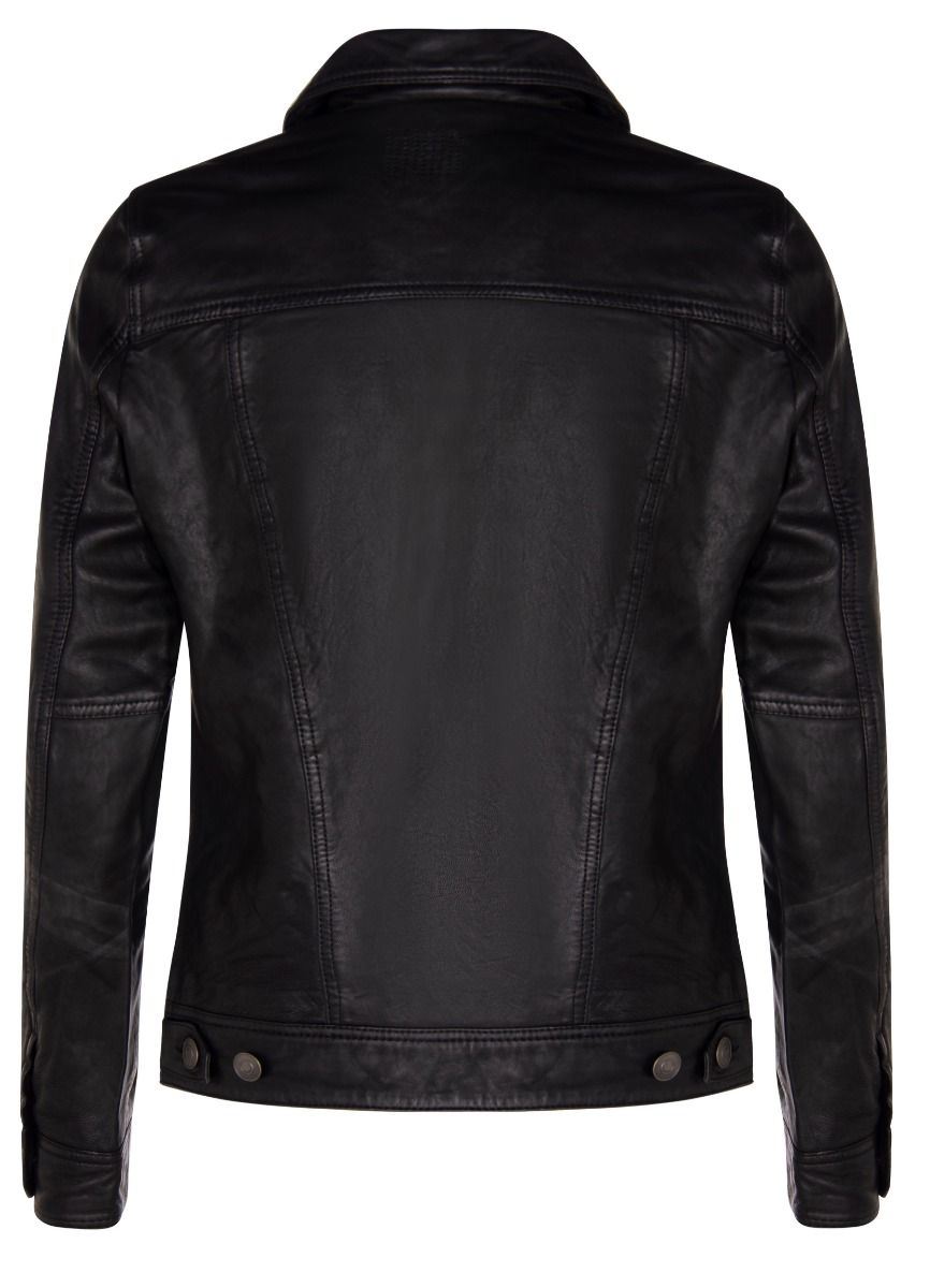 Mens Shirt Trucker Leather Jacket-Dagenham