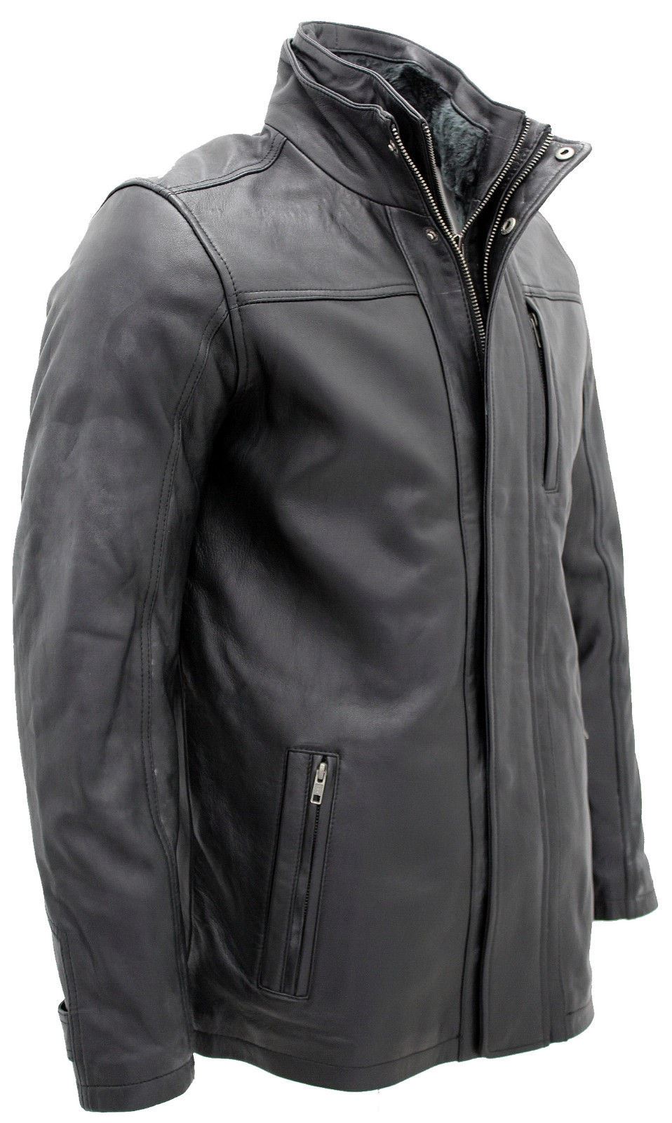 Mens Classic Warm Leather Mid Length Overcoat-Eastwood