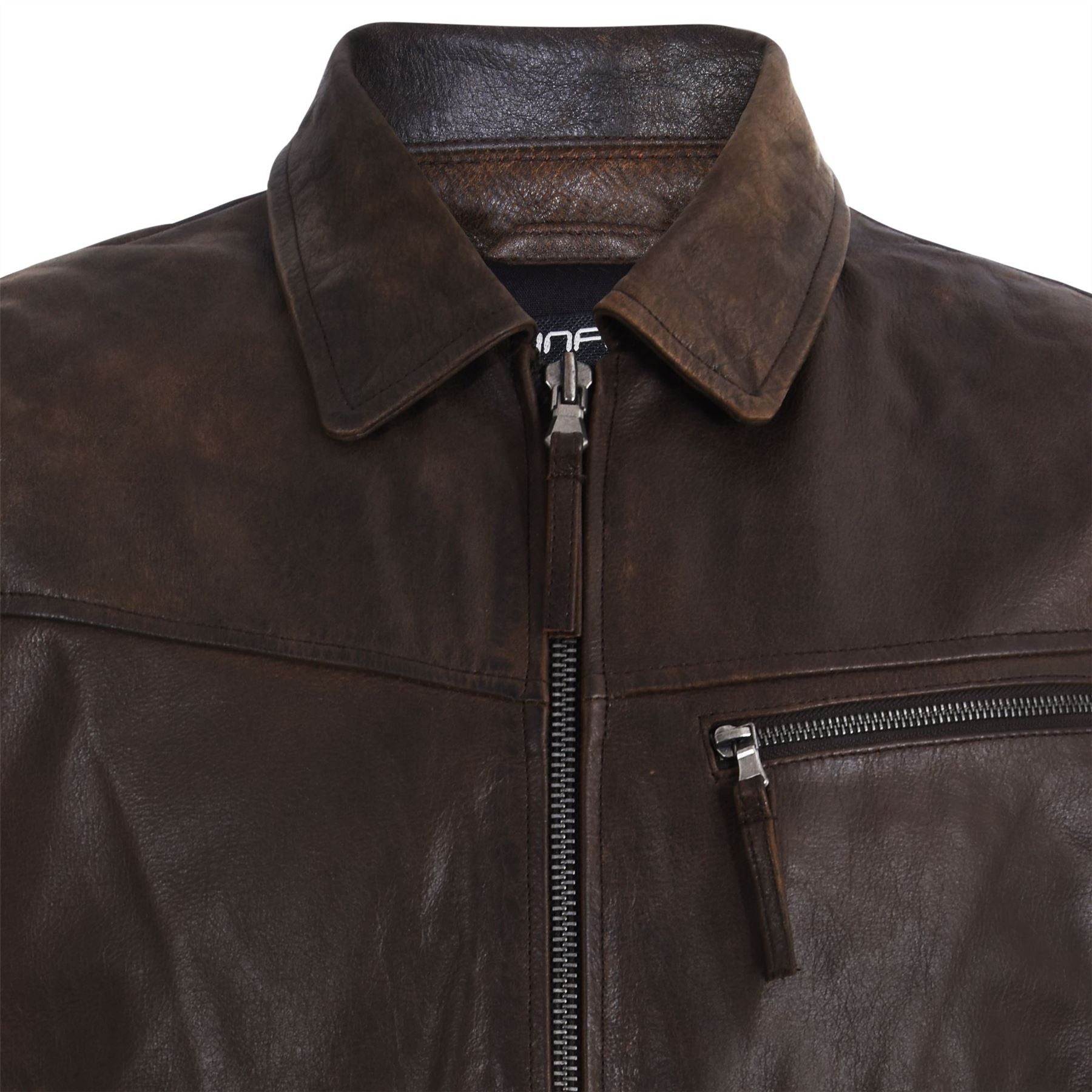 Mens Cow Hide Harrington Leather Biker Jacket-Sleaford