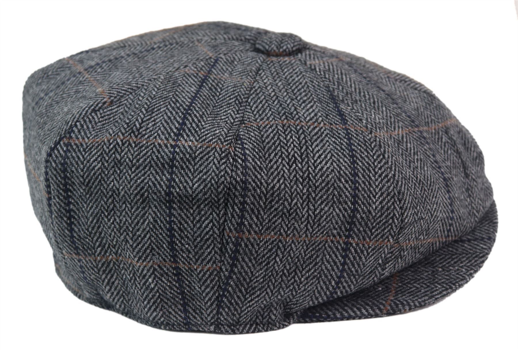 Mens Peaky Blinders Herringbone Newsboy Gatsby Flat Baker Hat