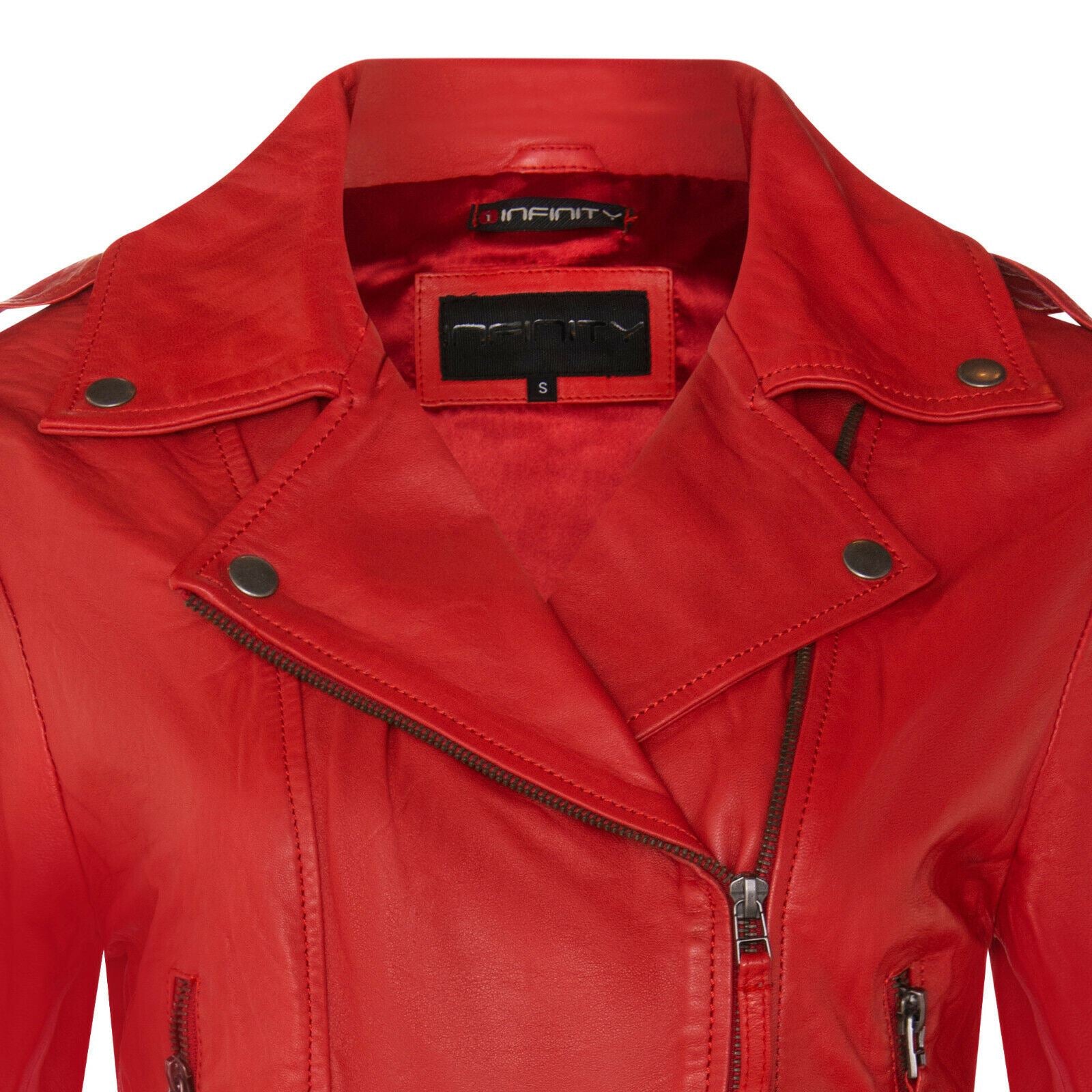 Womens Vintage Leather Biker Jacket-Malton - Upperclass Fashions