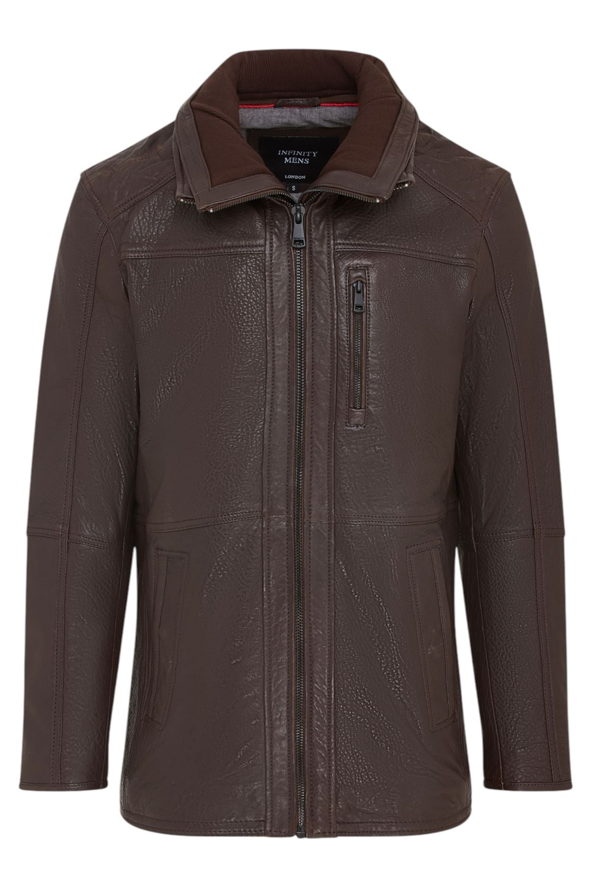 Mens Warm Mid-Length Leather Biker Coat - Sikander