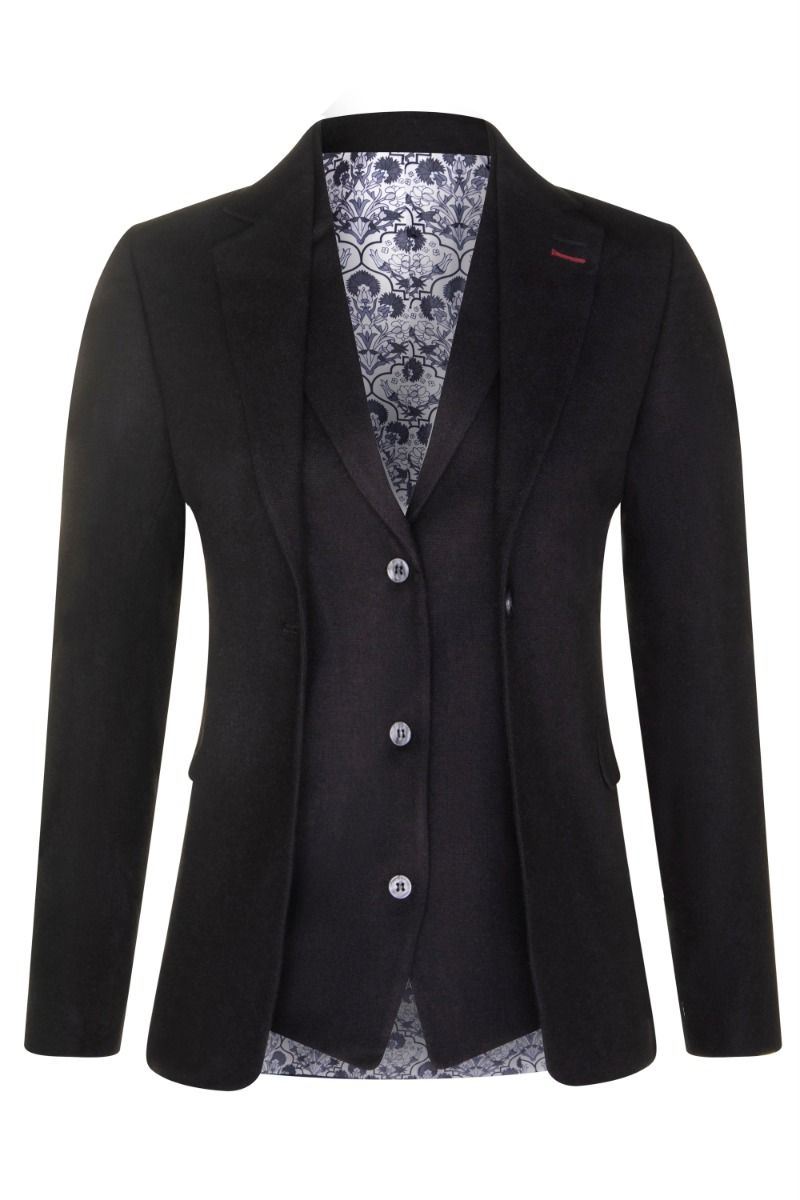 Womens 1920s Black Wool Classic Retro Vintage Blazer