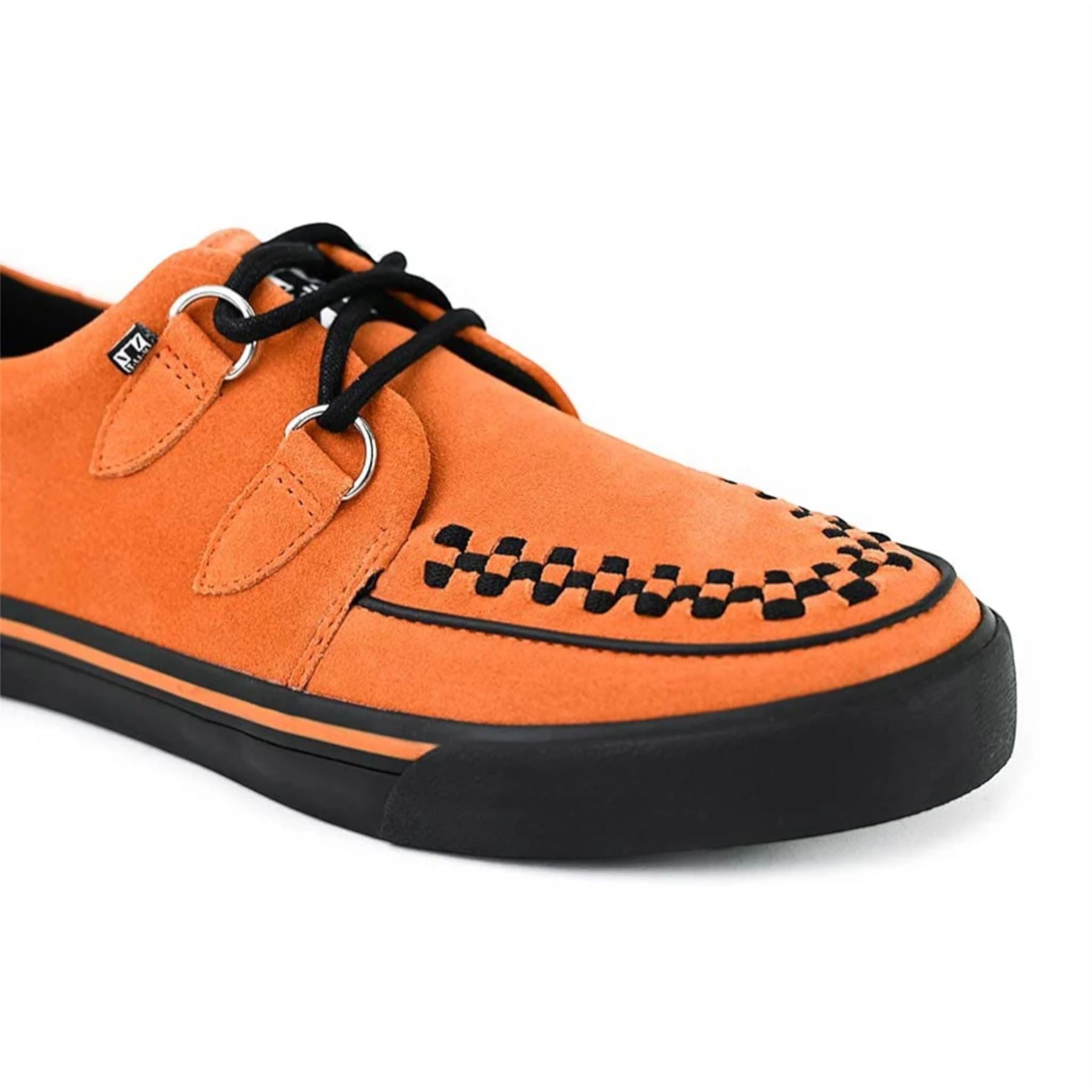 TUK Pointed Creeper Sneaker Orange Cow Suede Platform Shoes - A9182