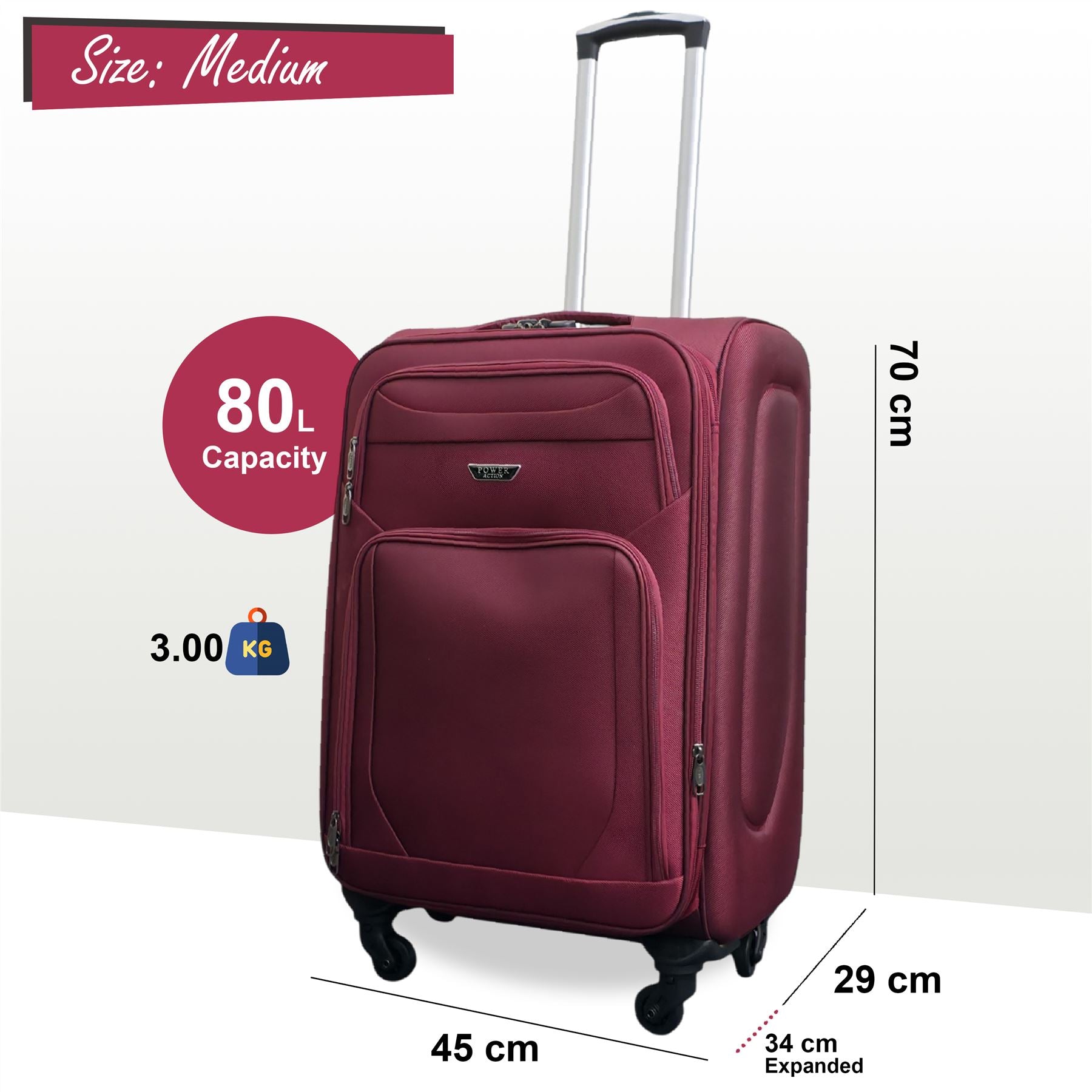 Nagoya Medium Soft Shell Suitcase in Wine