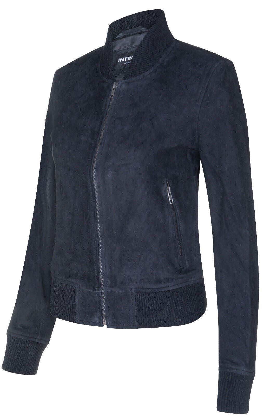 Womens Classic MA-1 Suede Bomber Jacket-Newbury - Upperclass Fashions