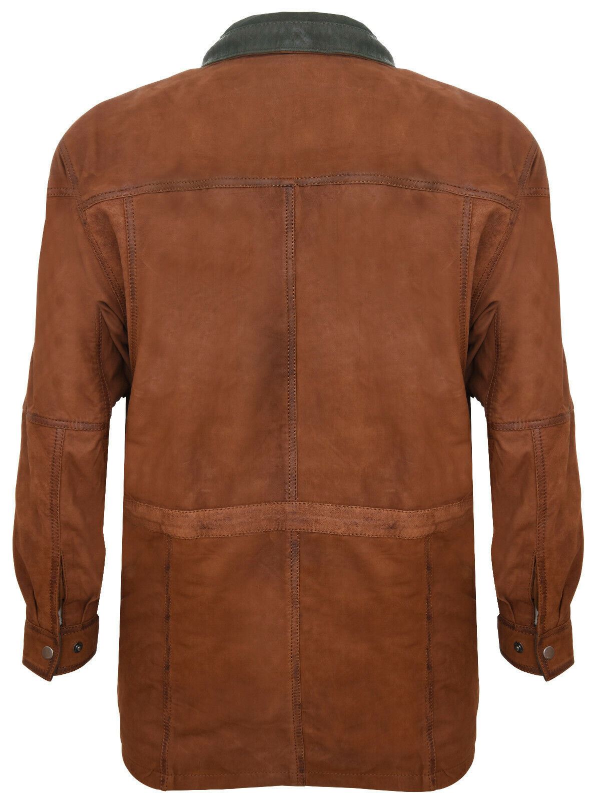 Mens 3/4 Nubuck Leather Parka Coat-Farnham
