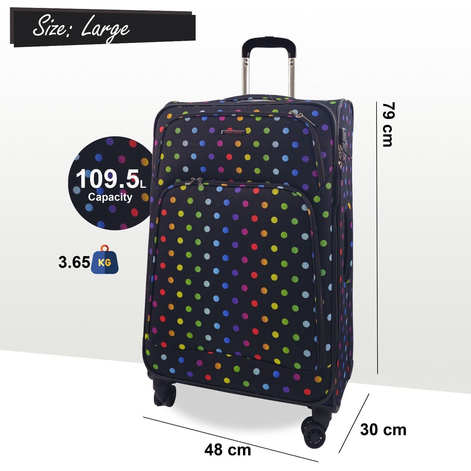 Ashville Large Soft Shell Suitcase in Dots
