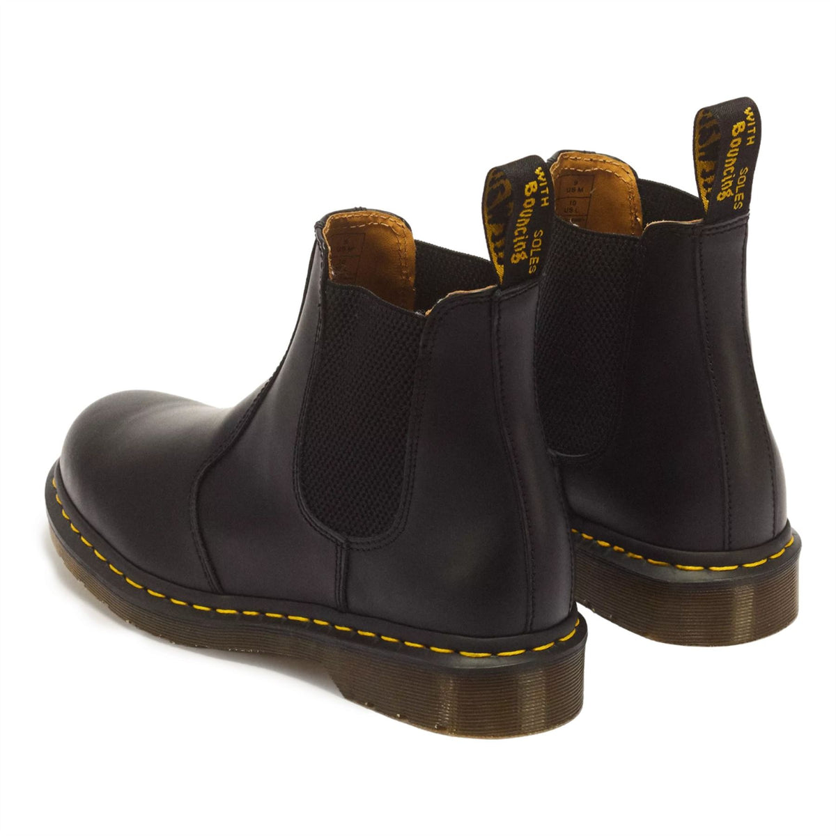 Dr Martens 2976 Yellow Stitch Black Leather Chelsea Boots - 22227001