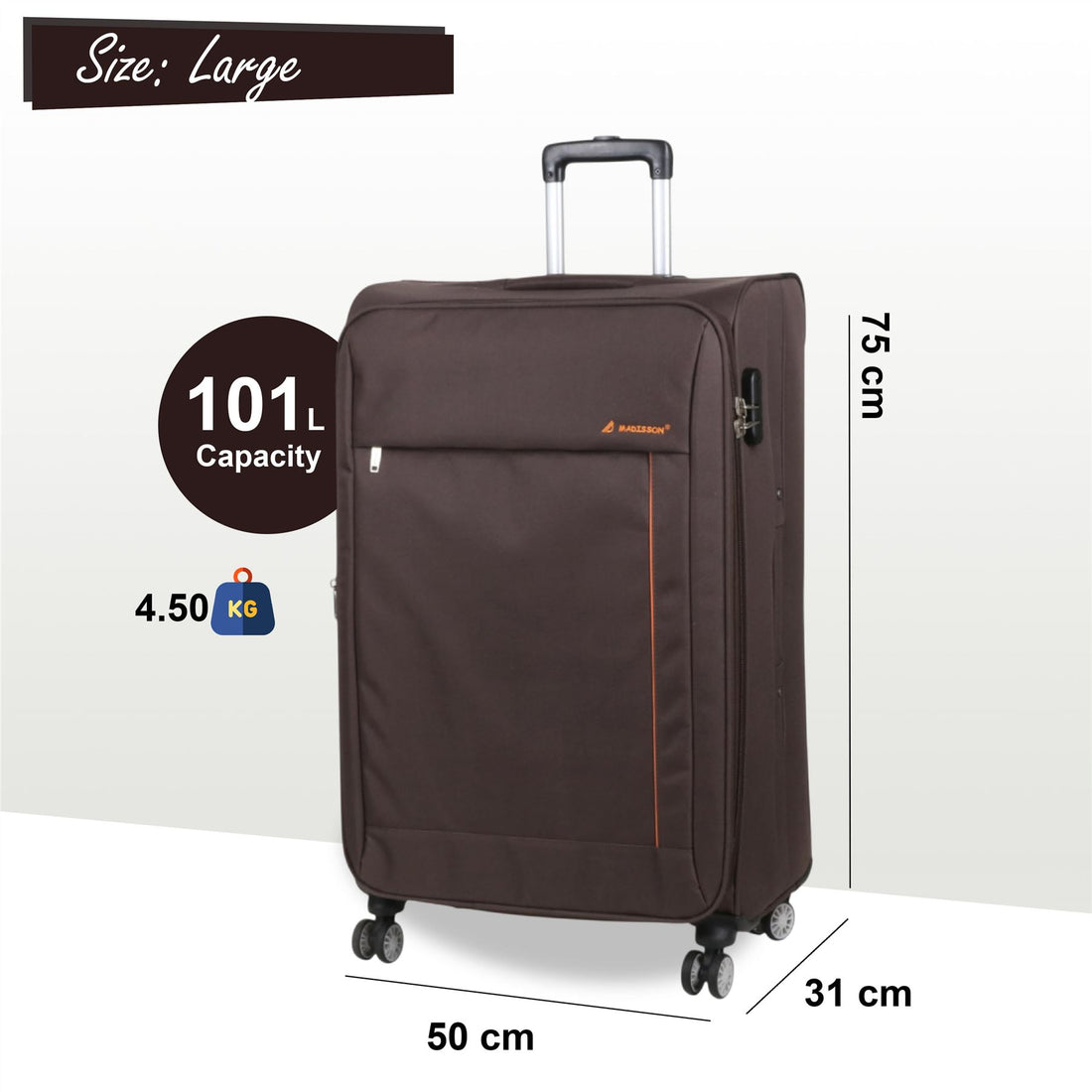 Carrollton Large Soft Shell Suitcase in Brown