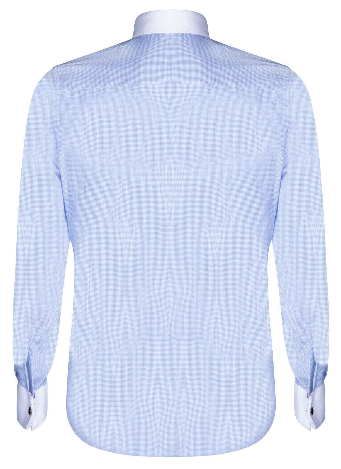 Mens Club Collar Blue Shirt 1920s Peaky Blinders With Bar Poplin Pin Smart