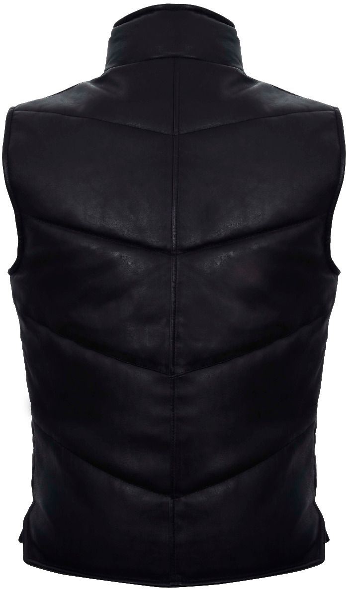 Mens Classic Leather Puffer Waistcoat-Gateshead