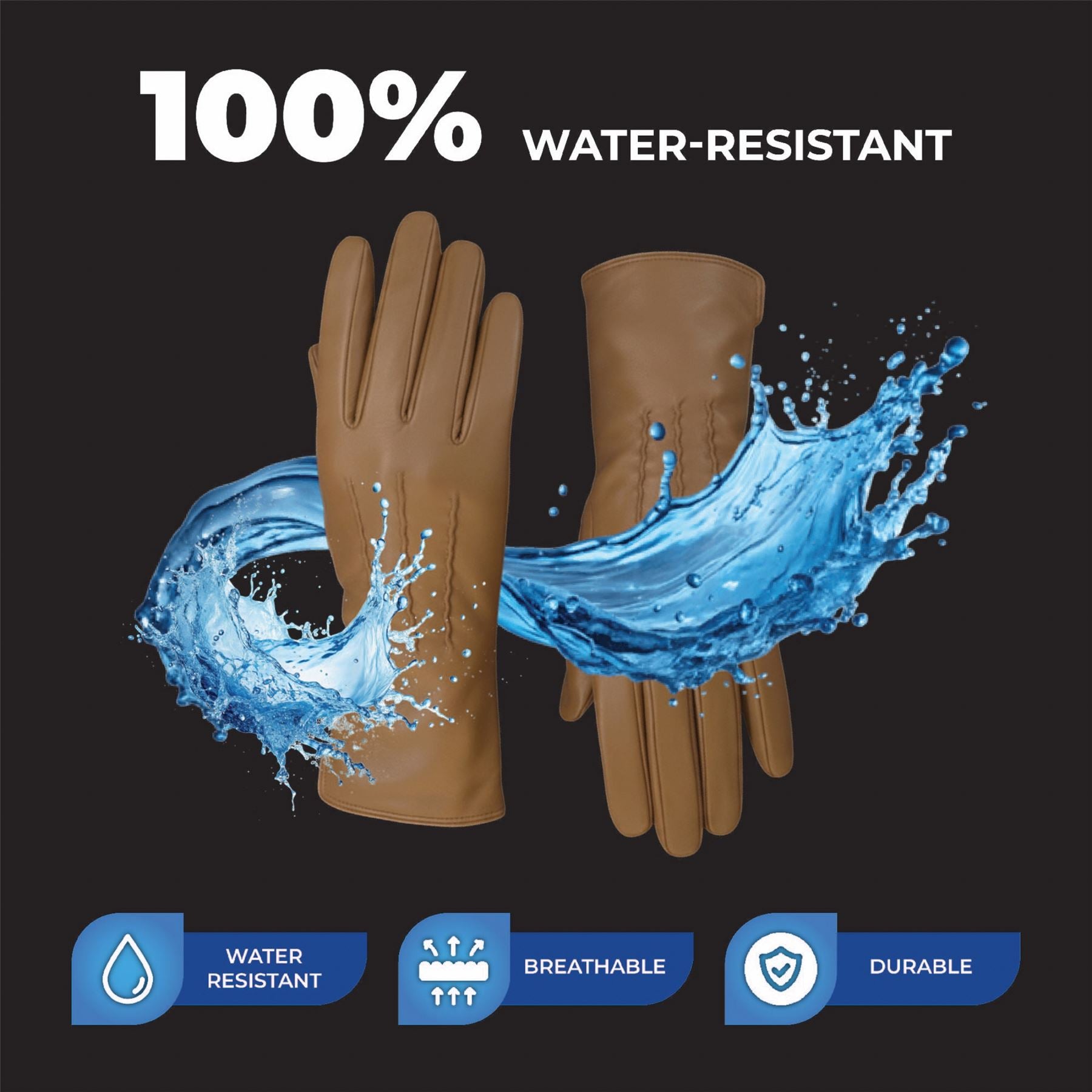 Womens Italian Leather Winter Stitch Line Design Soft Wool Lining Gloves