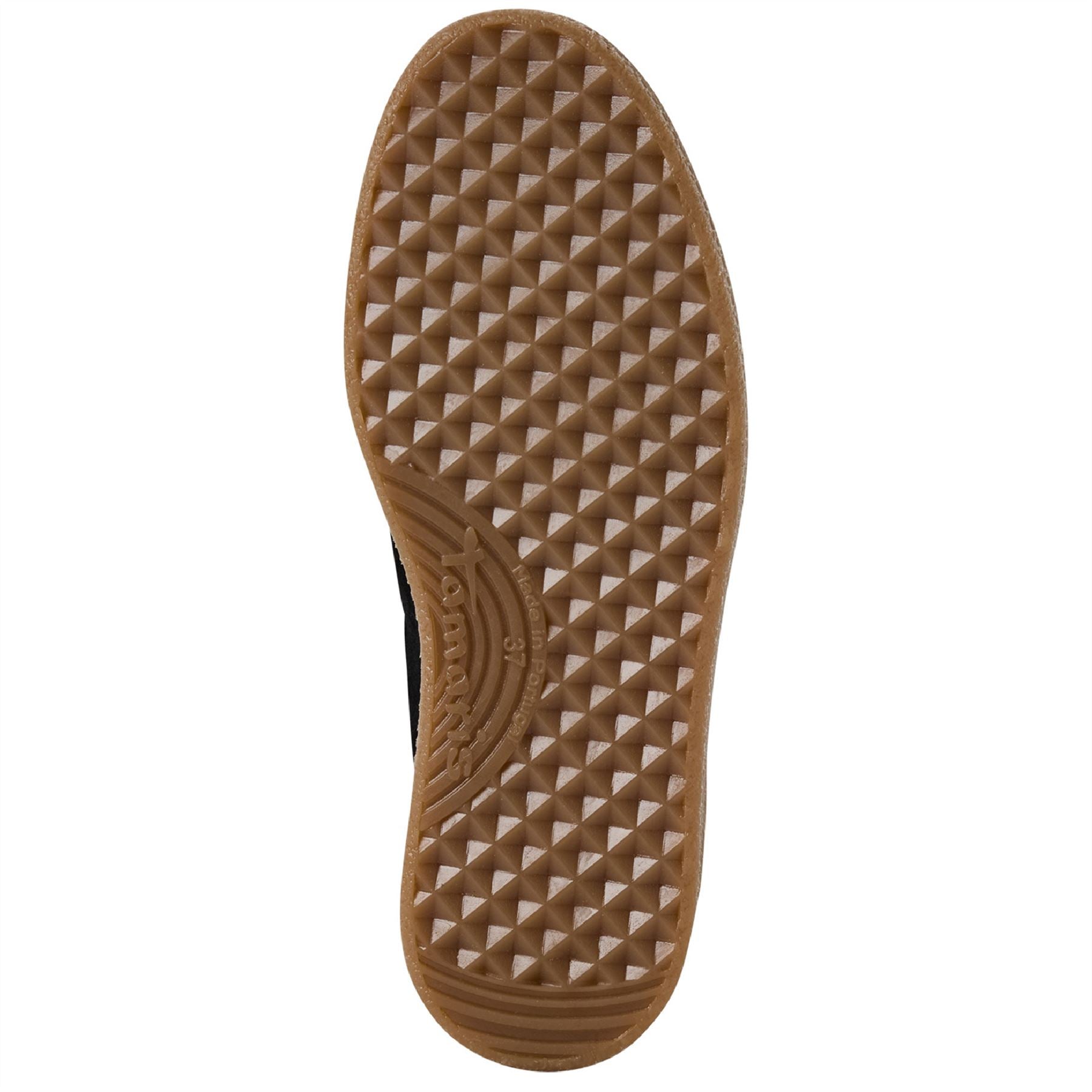 Tamaris Womens Black White Fur Suede Leather Fashion Lace Up Sneakers