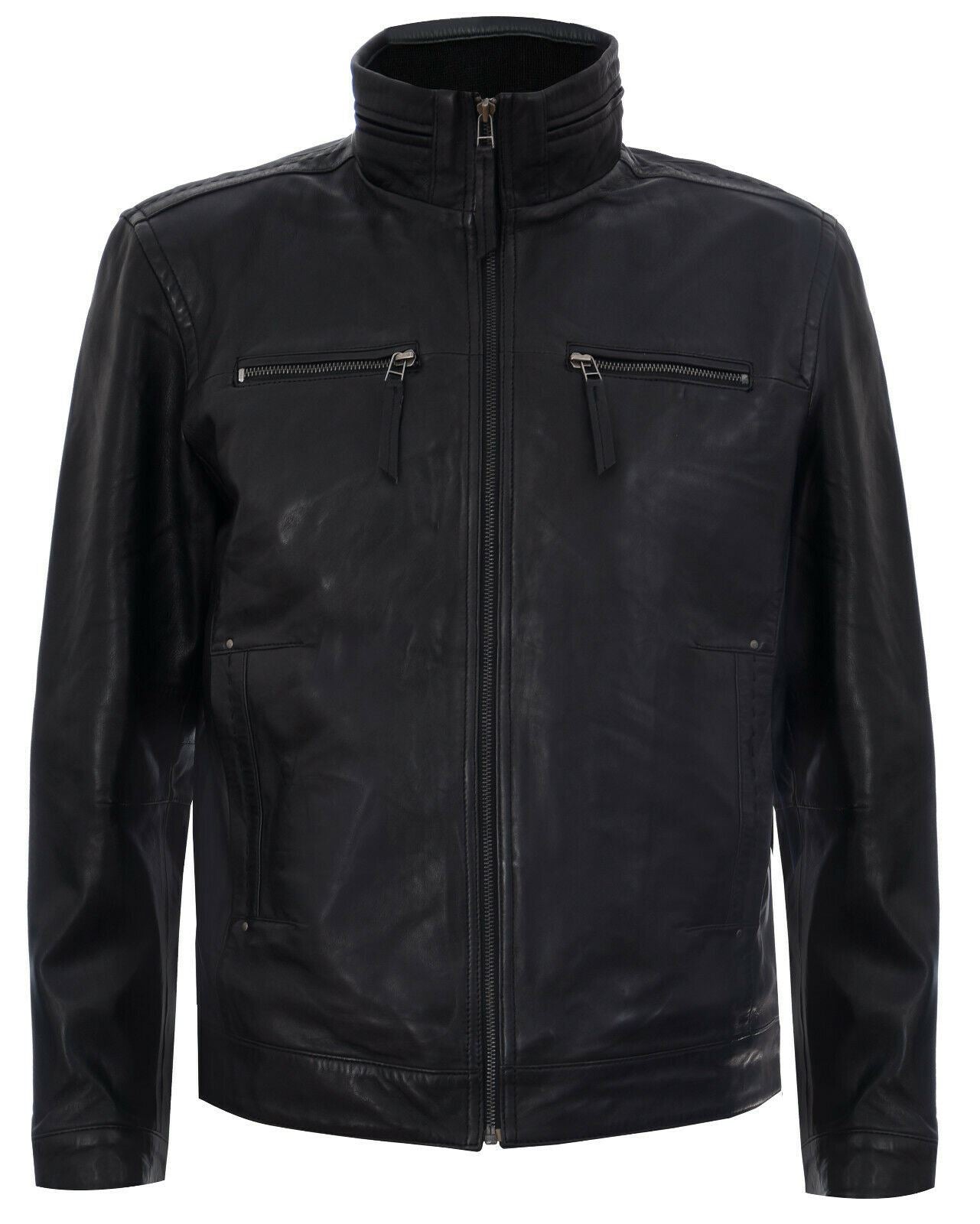Mens Classic Leather Biker Jacket-Stevenage