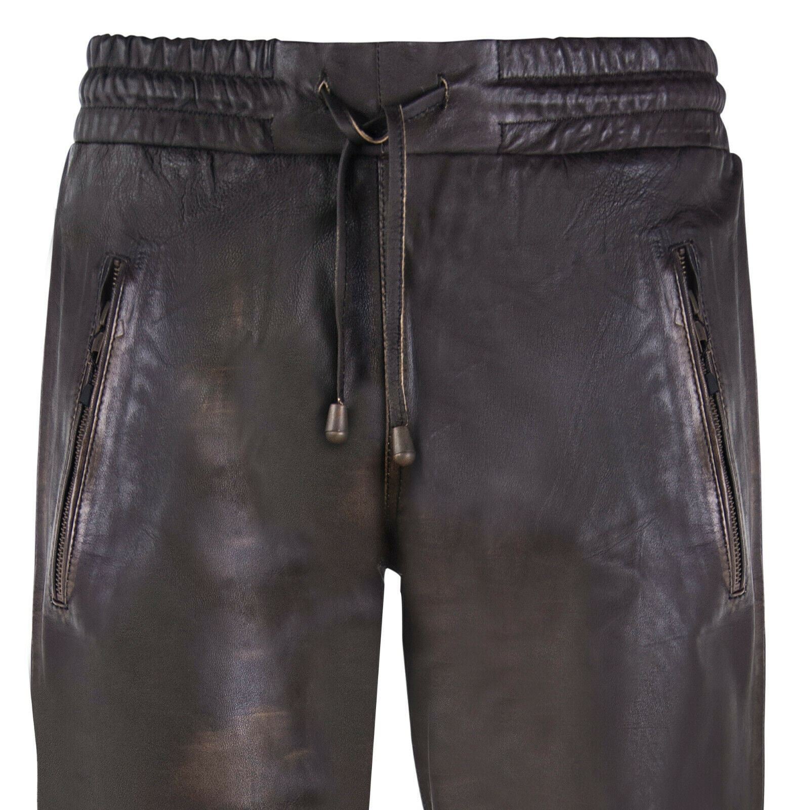 Mens Comfort Leather Jogging Bottoms-Halifax