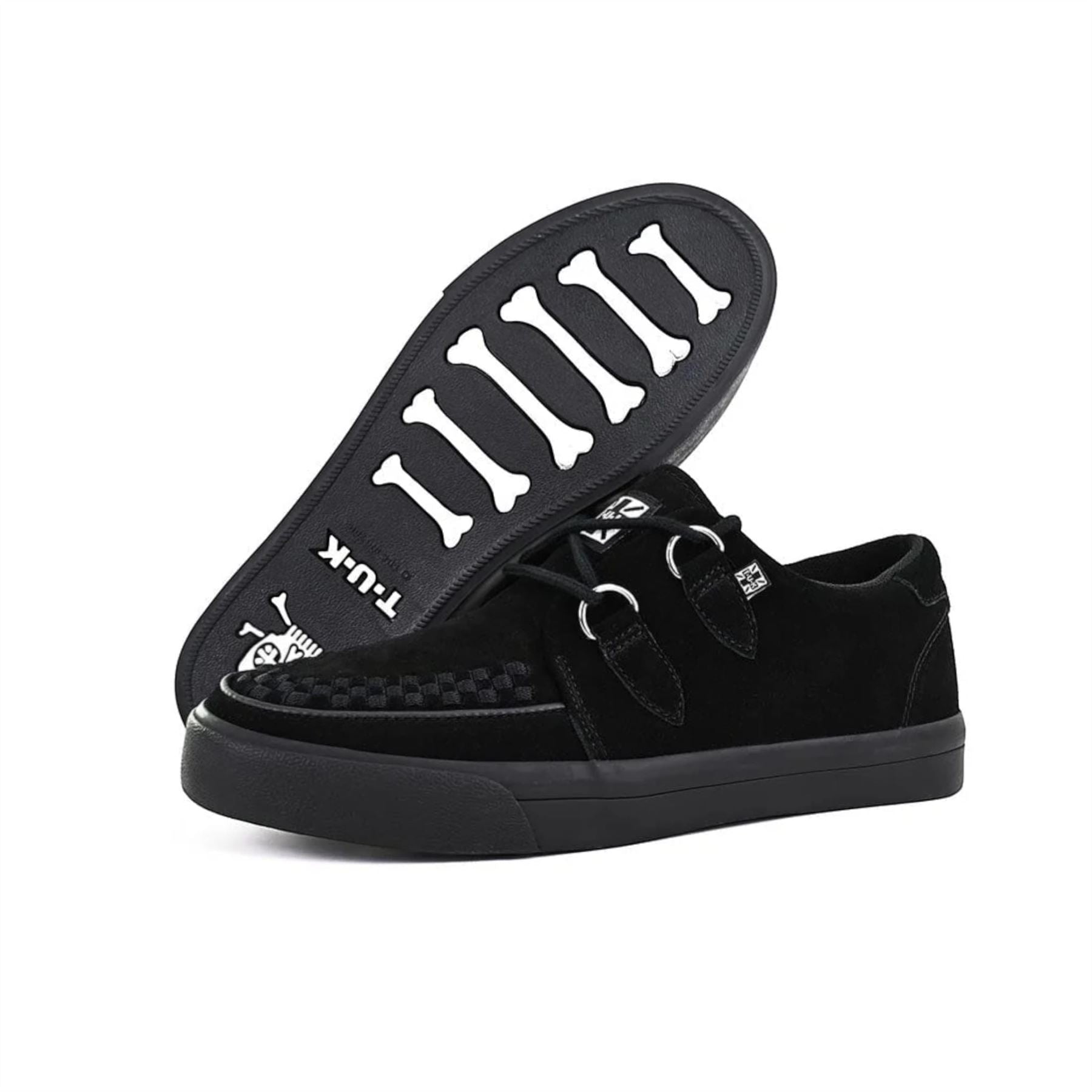 TUK Pointed Creeper Sneaker Black Suede Platform Shoes - A9178