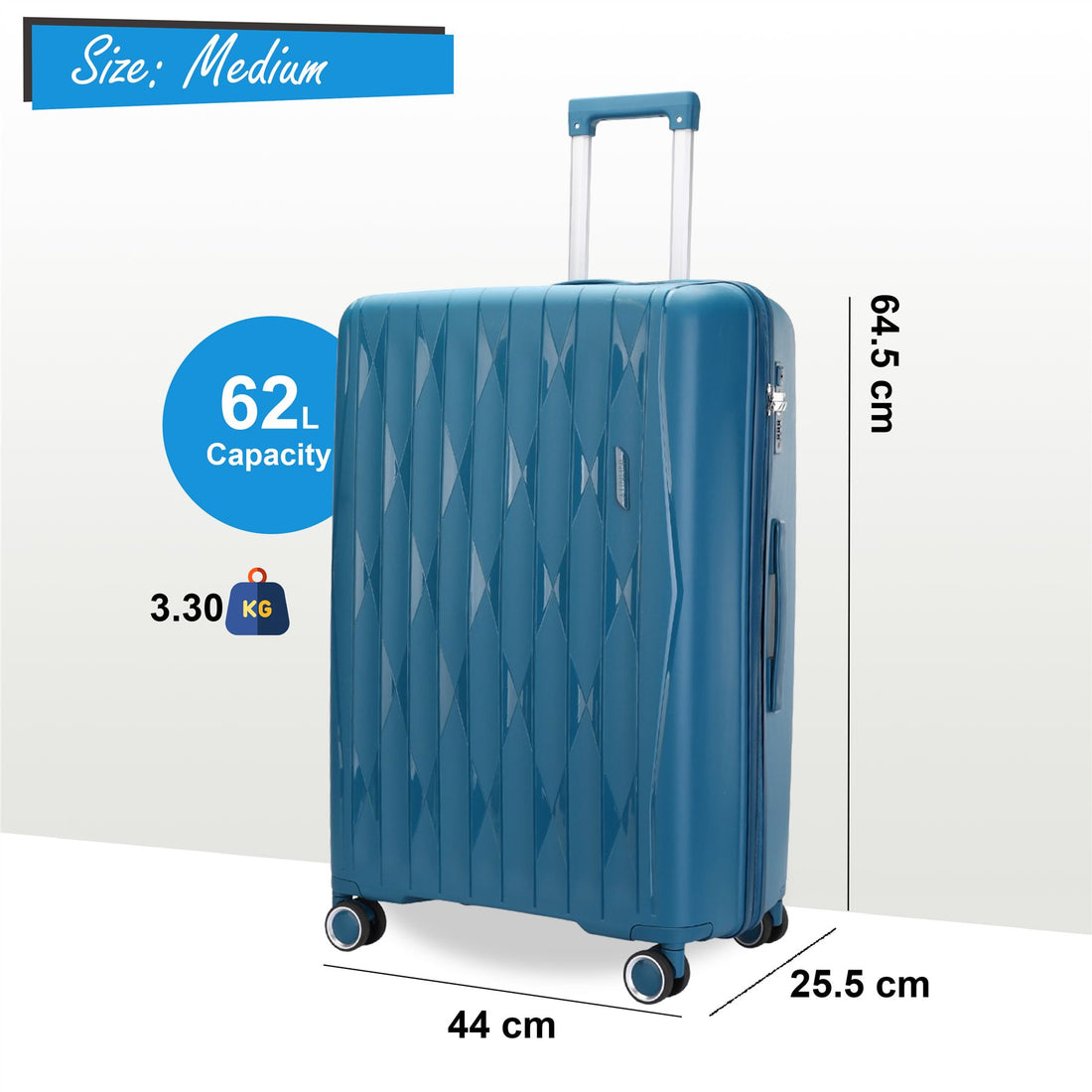 Burnaby Medium Hard Shell Suitcase in Teal Blue