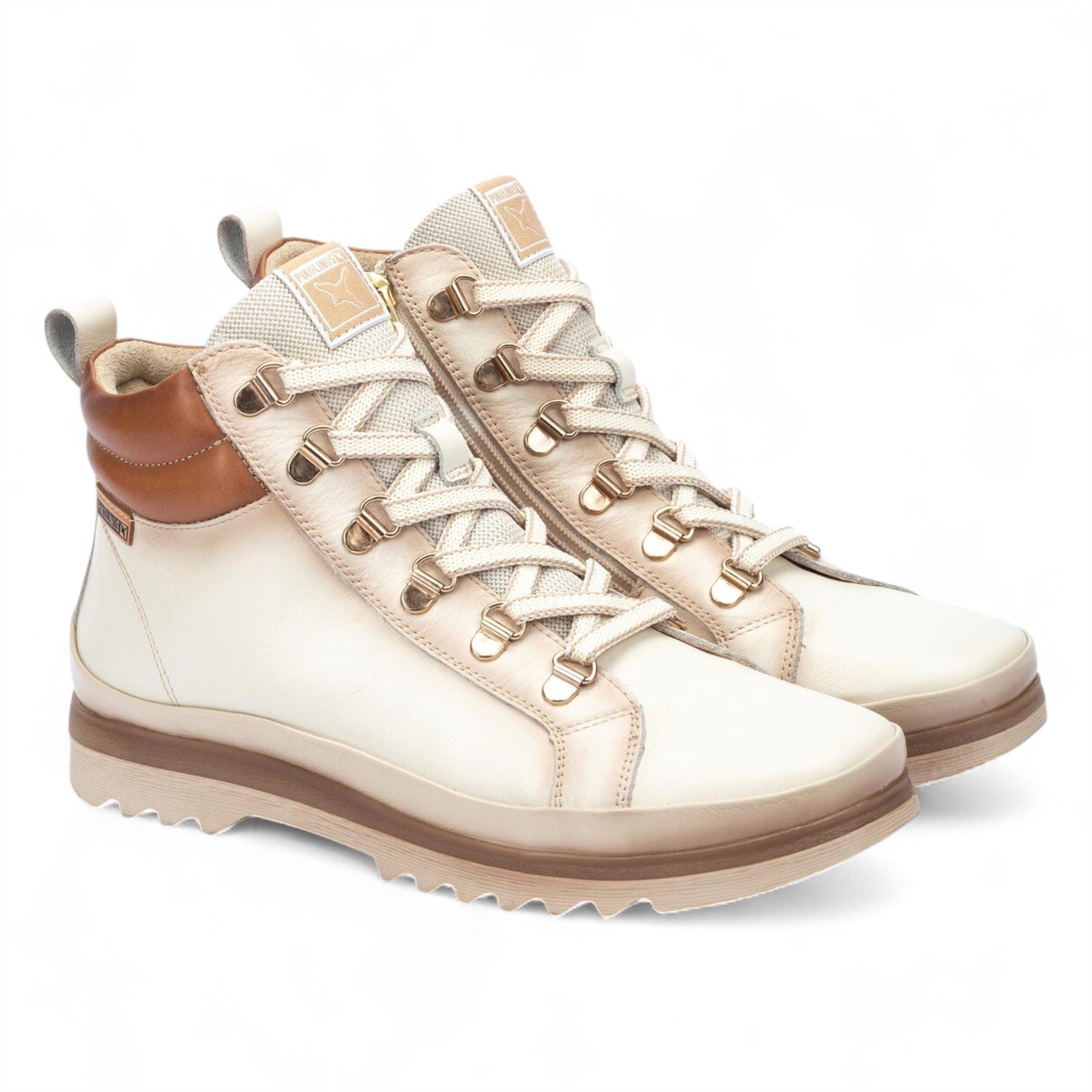 Pikolinos Women’s Nata White Leather Ankle Trainers Boots - Vigo