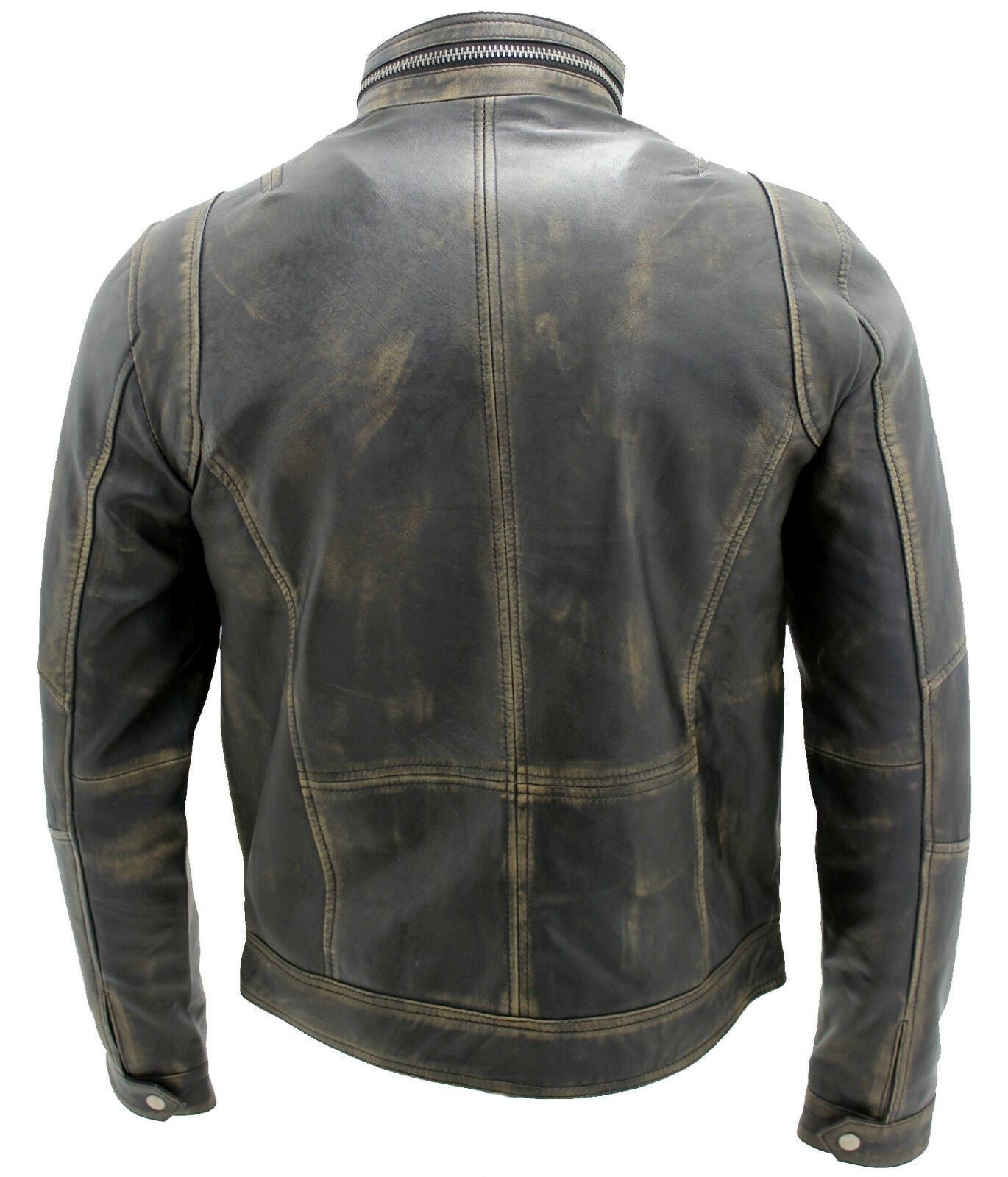 Mens Classic Leather Biker Jacket-Shildon