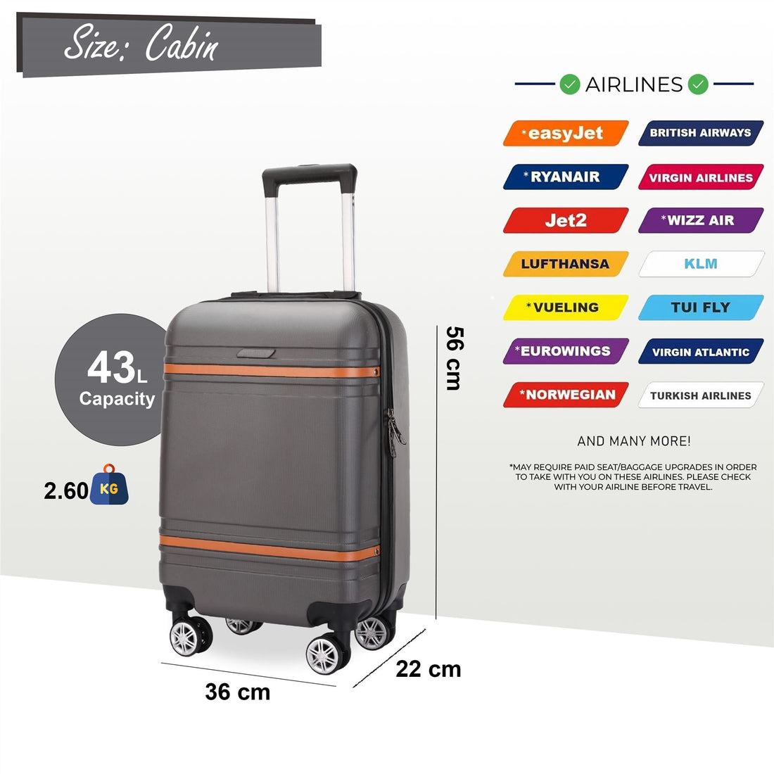 Calgary Cabin Hard Shell Suitcase in Charcoal Black
