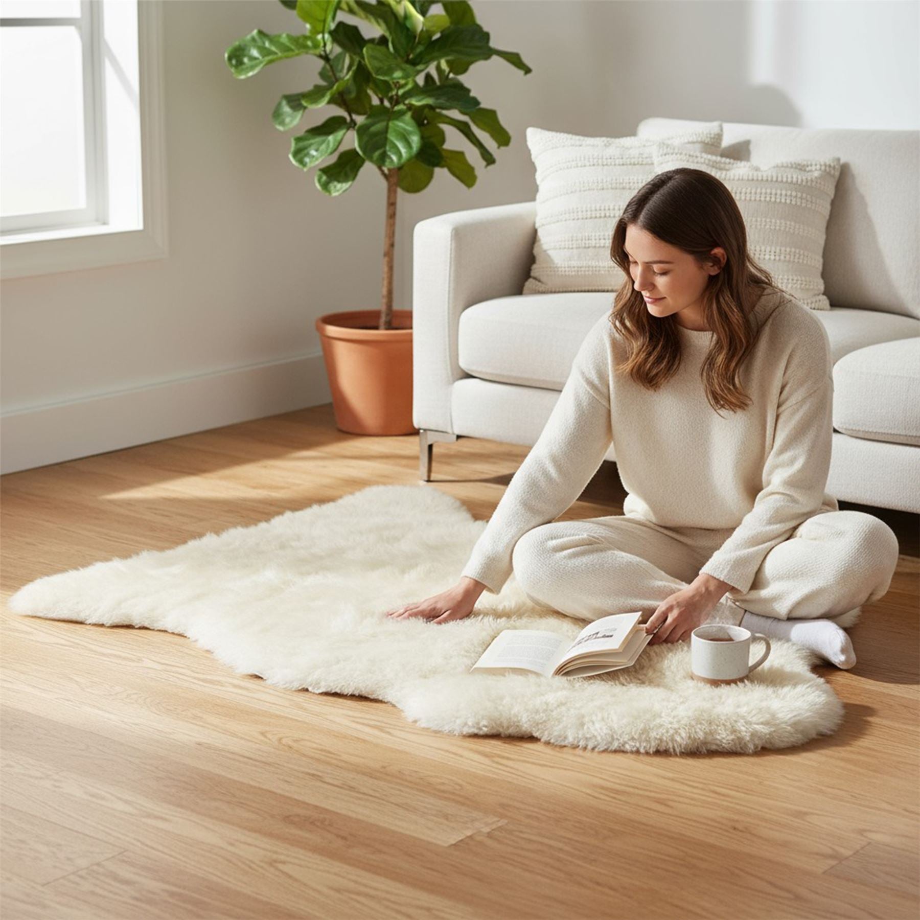 Genuine Sheepskin Natural Silky Soft Fluffy Real Wool Rug
