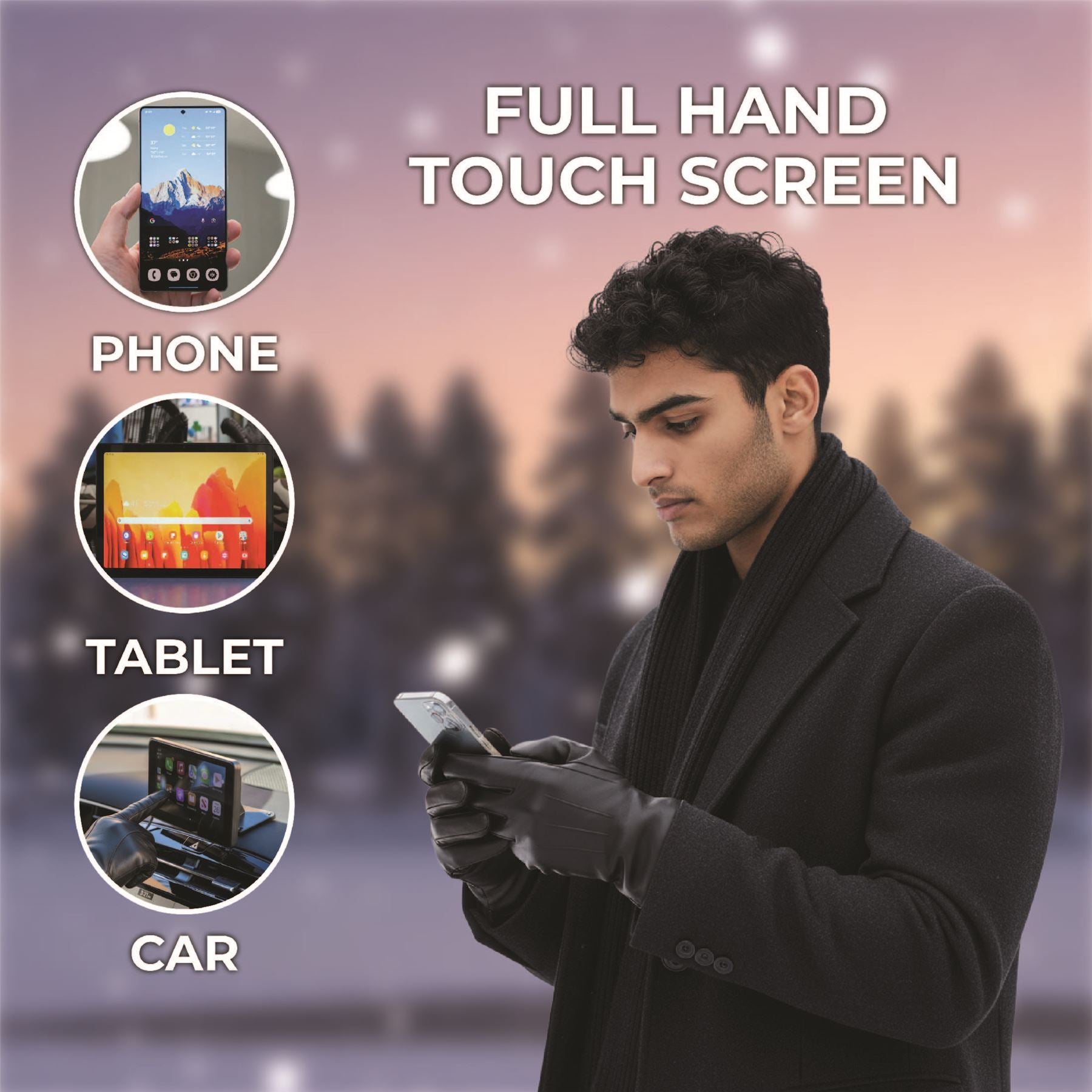 Men’s Italian Leather Warm Wool Lining Winter Gloves - M-LGV-305