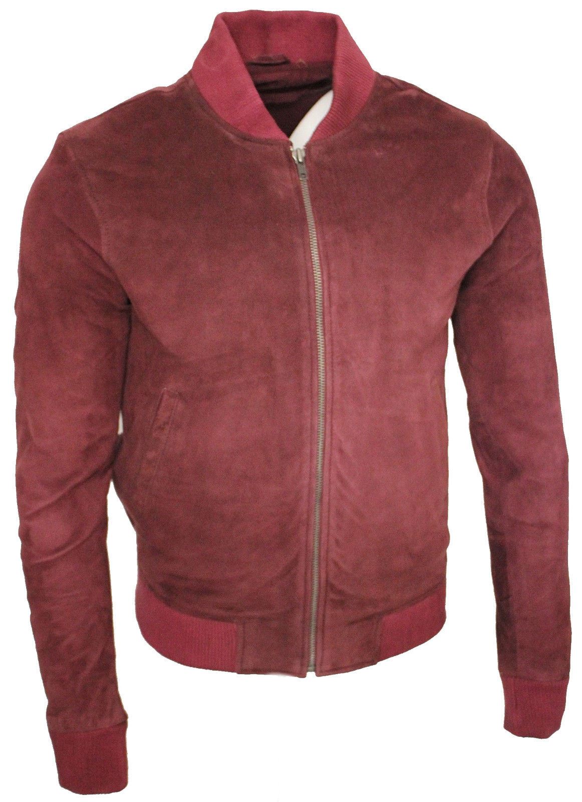 Mens Suede Varsity Leather Bomber Jacket-Castleford - Upperclass Fashions