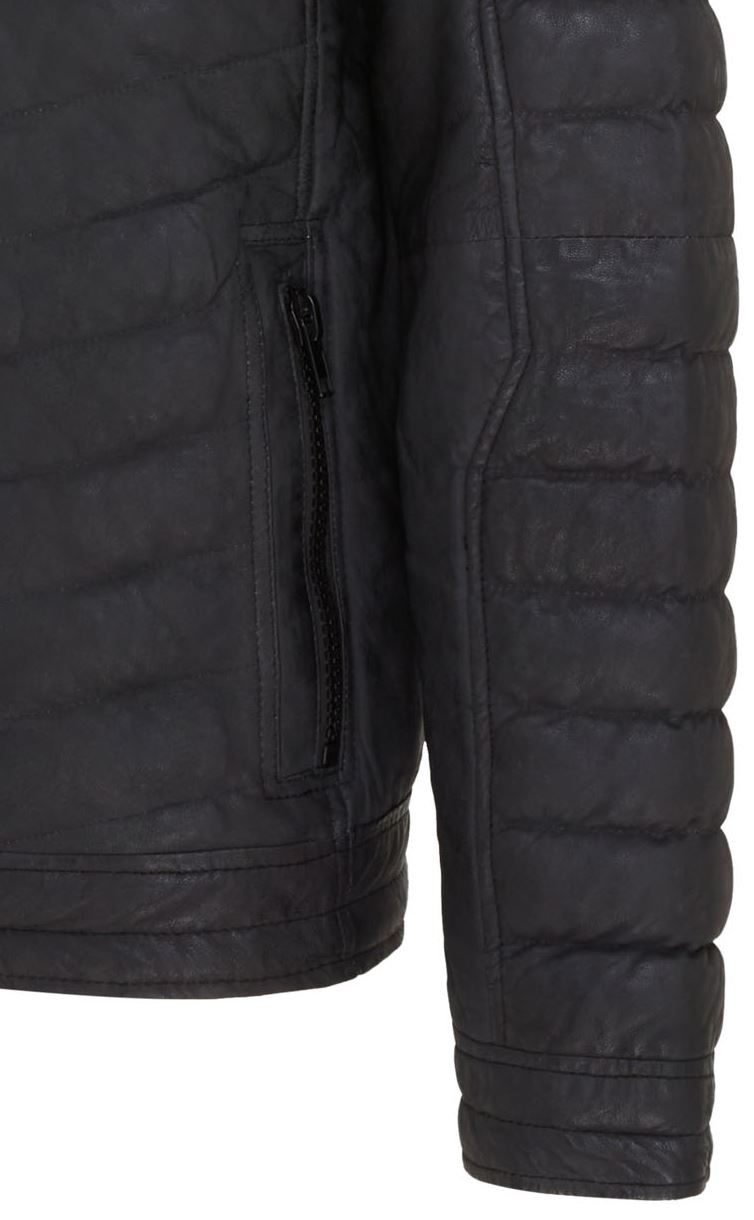 Mens Quilted Puffer Leather Bomber Jacket - Torpoint