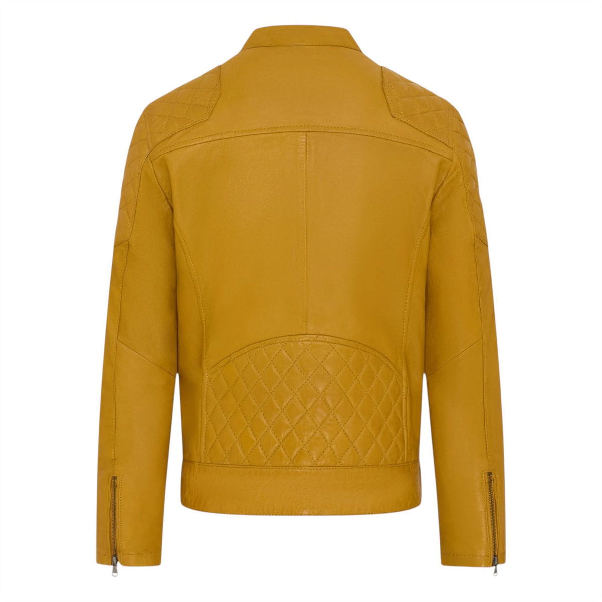 Mens Leather Quilted Shoulder Biker Jacket - Rock