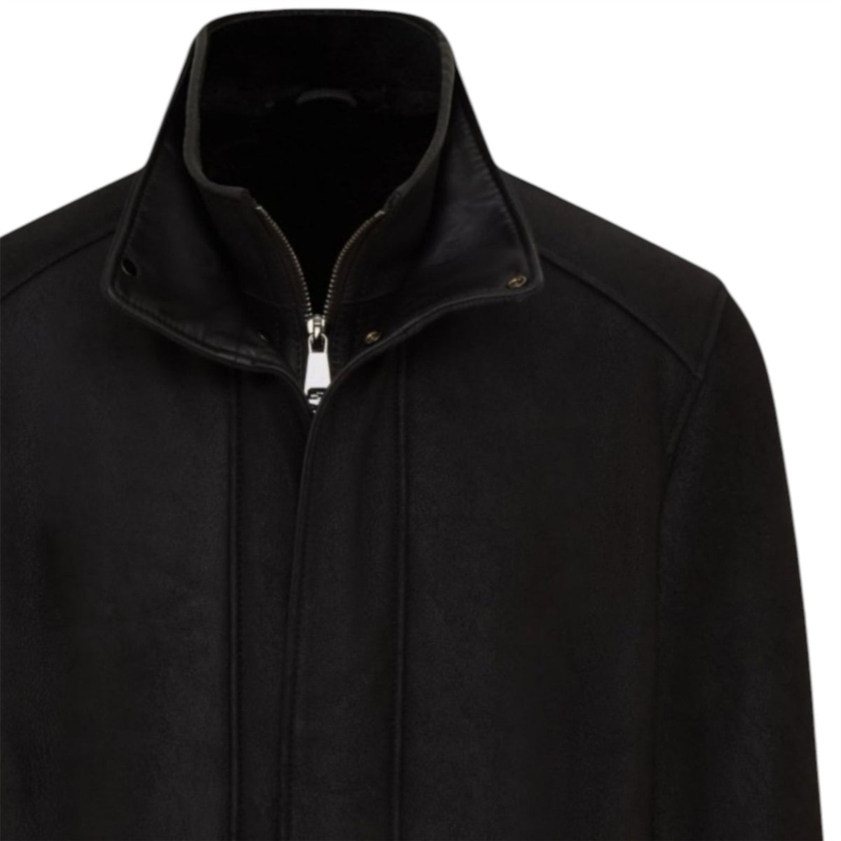 Mens Leather Funnel Neck Collar Coat Jacket - Thomas