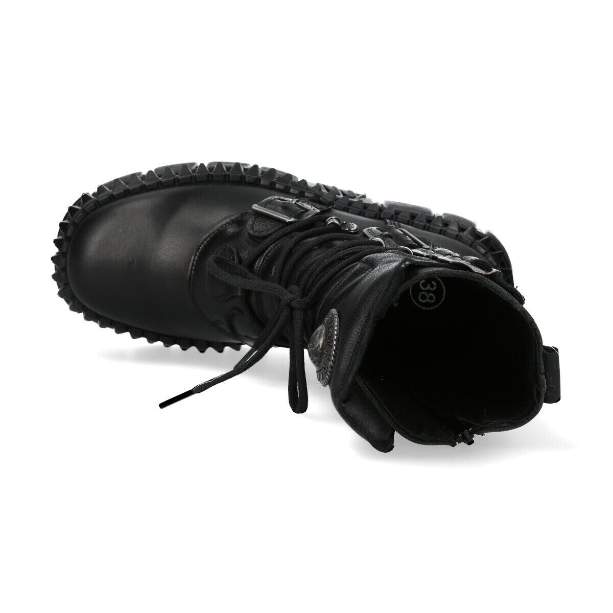 New Rock Mid-Calf Leather Platform Boots-WALL373-S6