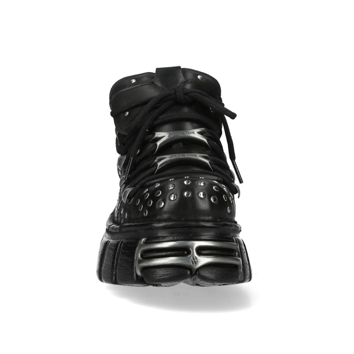 New Rock M-120NR-C1 Black Leather Gothic Platform Ankle Boots