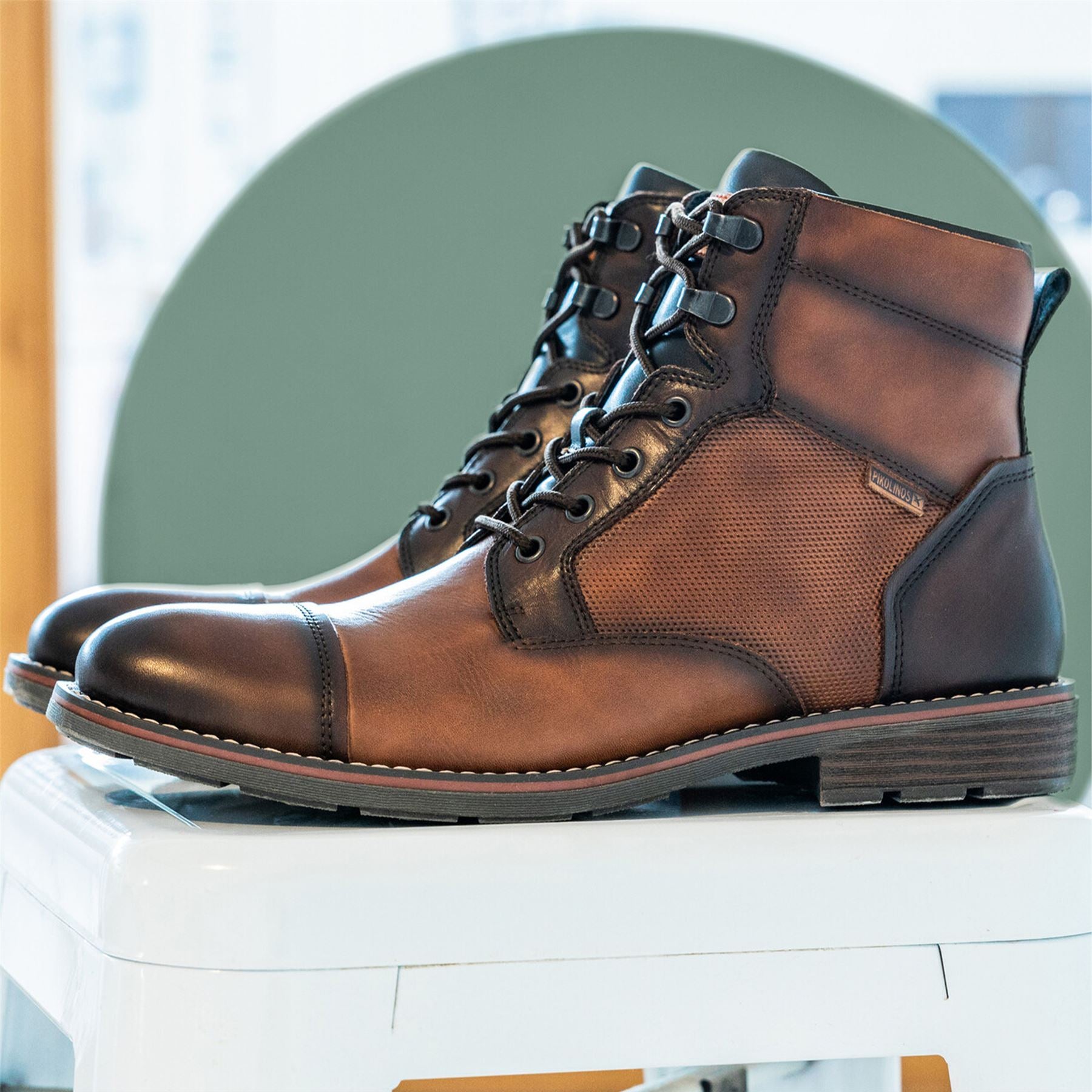 Pikolinos Men’s Cuero Brown Leather Zip & Lace Up Ankle Boots - York