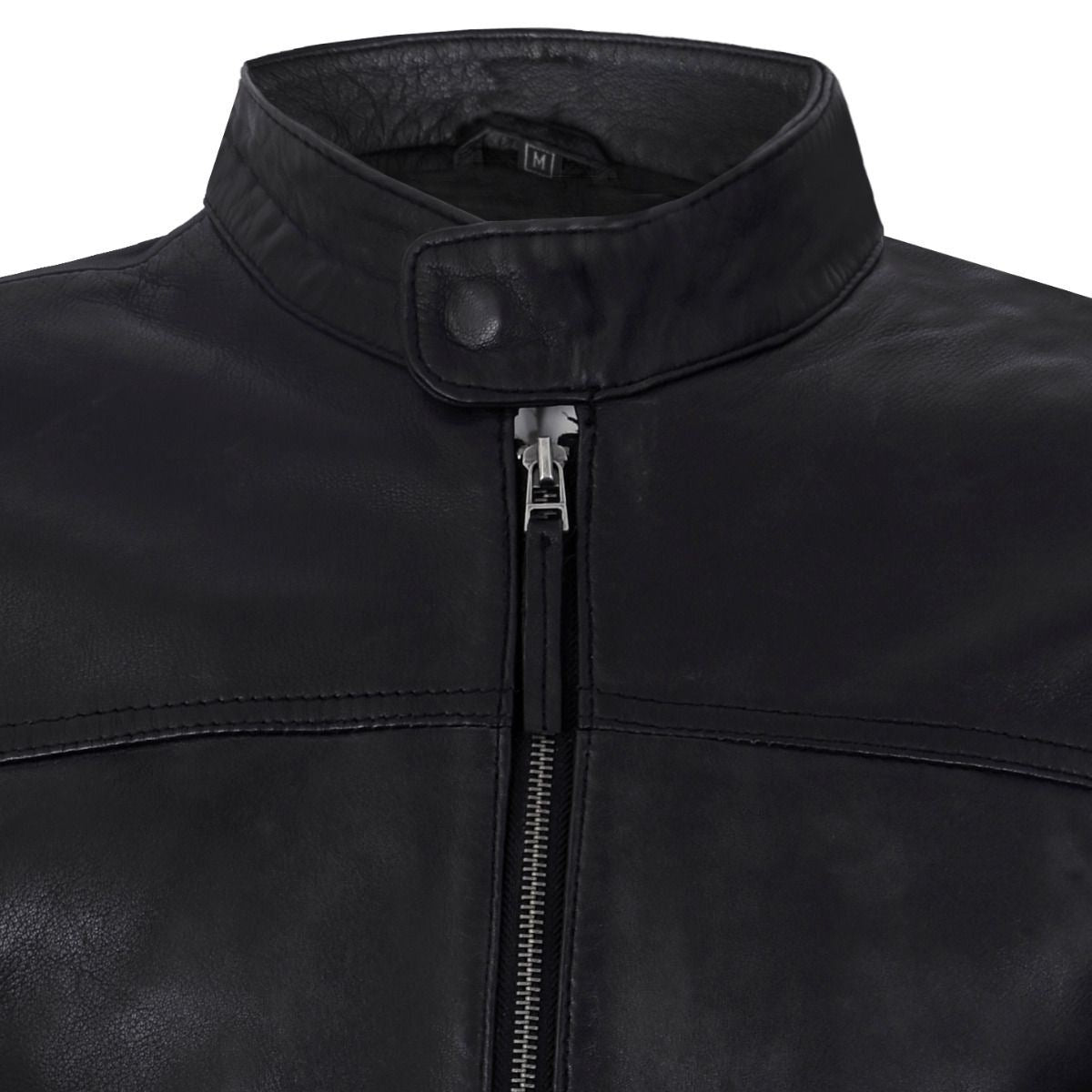 Mens Classic Fitted Leather Biker Jacket-Stockport