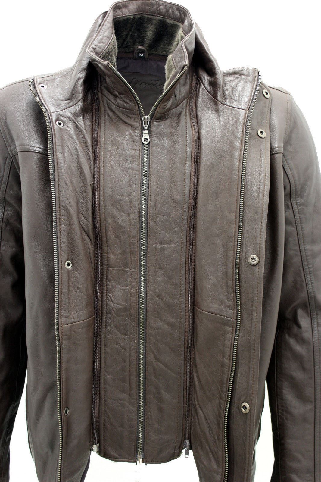 Mens Classic Warm Leather Mid Length Overcoat-Eastwood