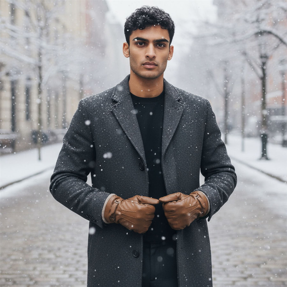 Men’s Italian Leather Warm Wool Lining Winter Gloves - M-LGV-405