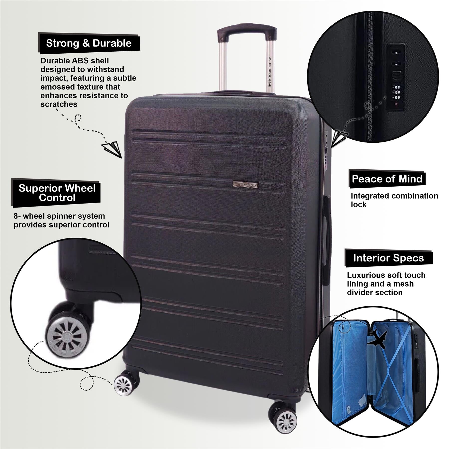 Alabaster Large Hard Shell Suitcase in Black