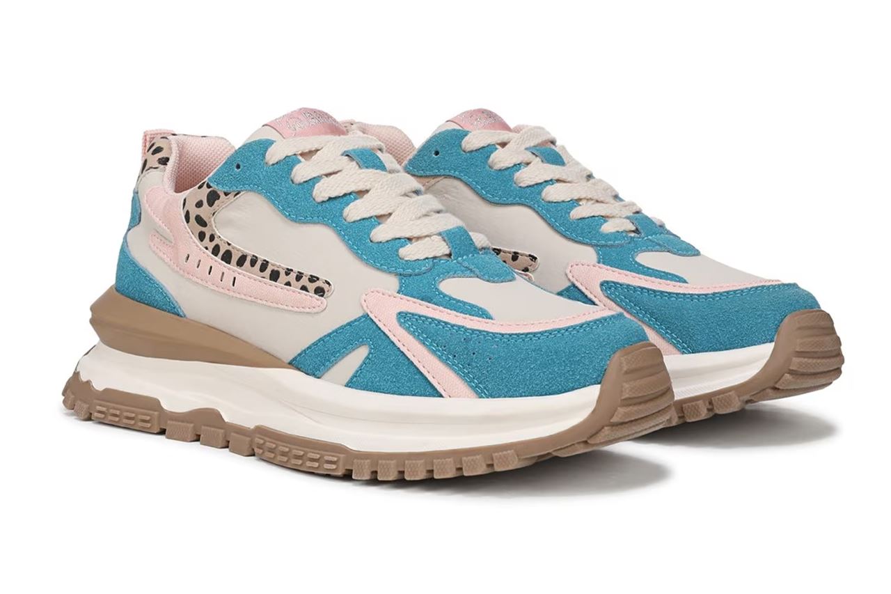 Blowfish Malibu Womens Pink Blue Retro Lace-Up Sneakers -Leo
