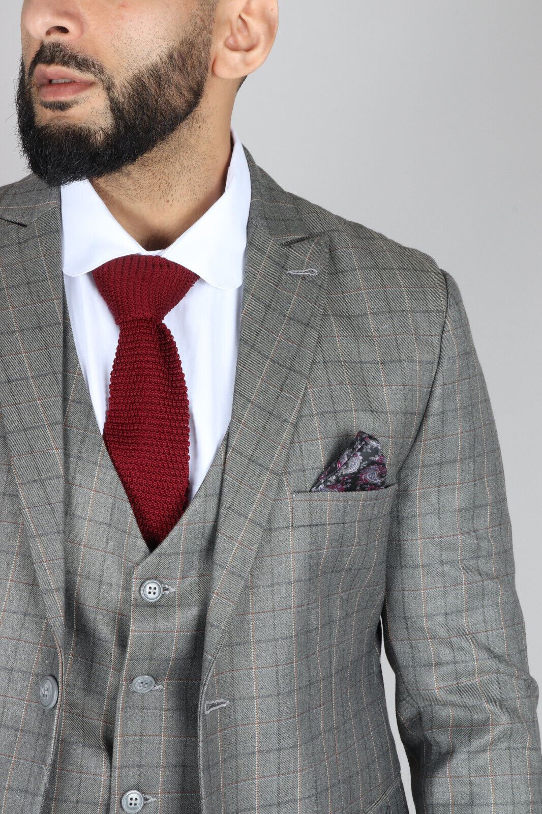 Mens IM2 Classic Plain Grey 3 Piece Suit