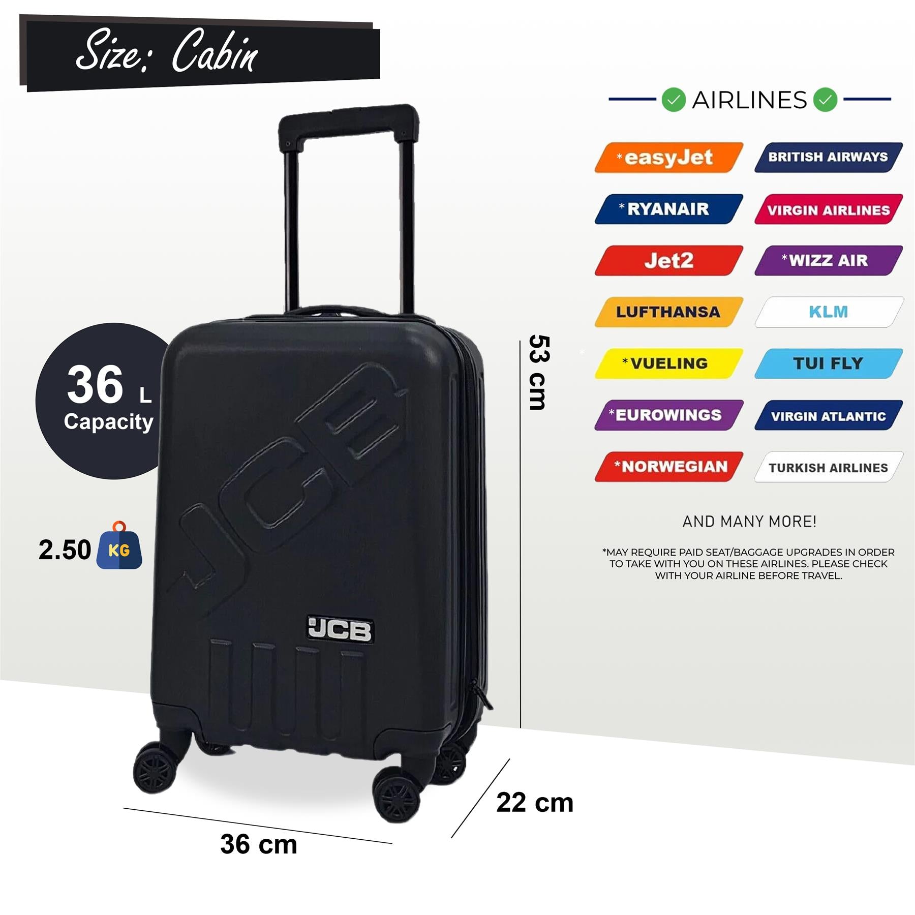 Black Hard Shell Suitcase Set Luggage Travel Trolley Cabin Cases Lightweight Bag