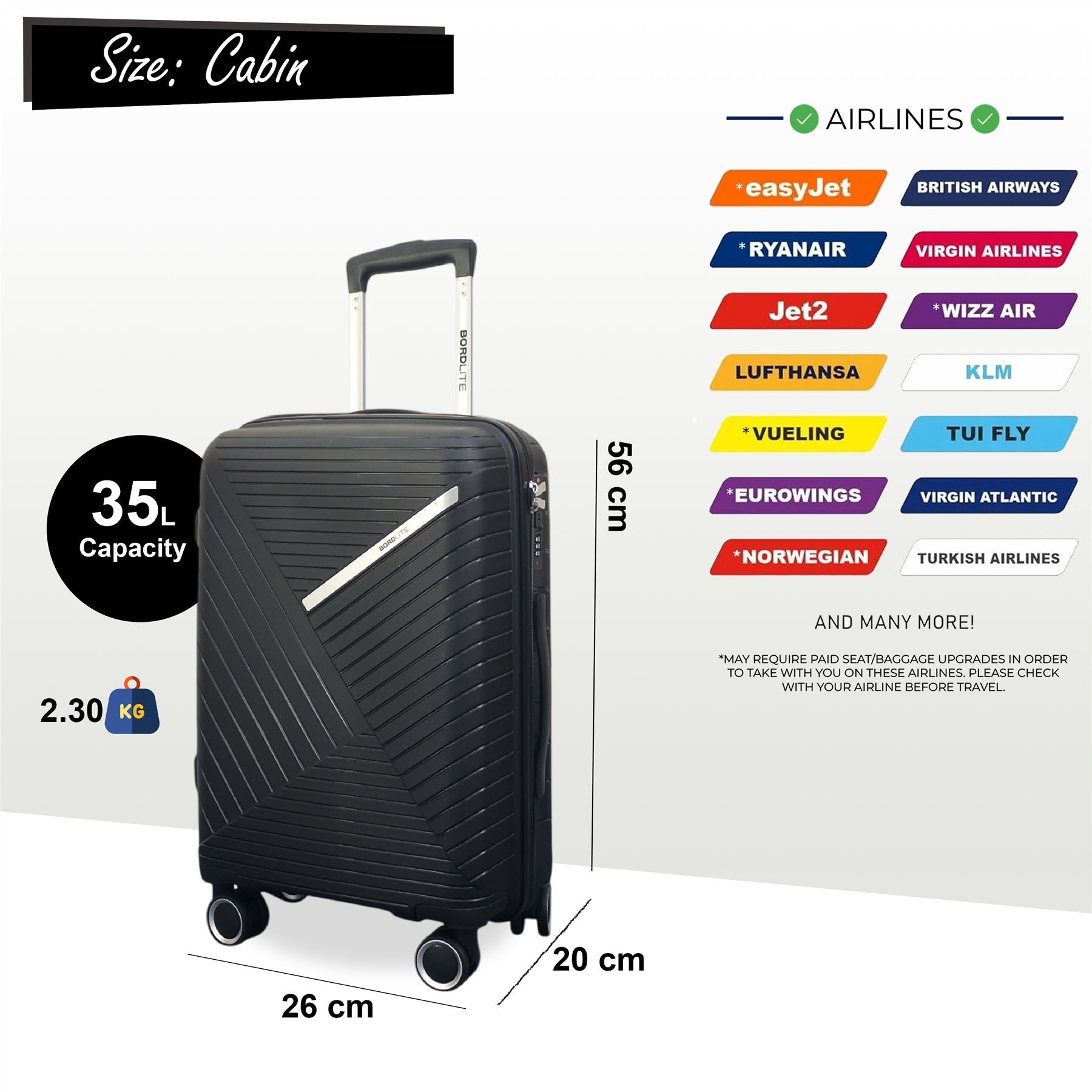 Chita Cabin Hard Shell Suitcase in Black