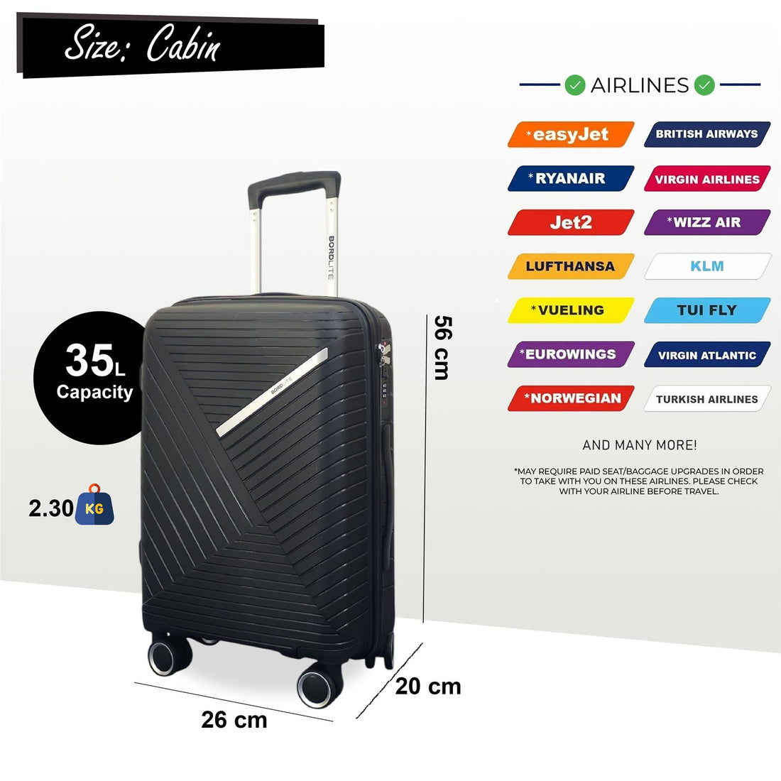 Chita Cabin Hard Shell Suitcase in Black
